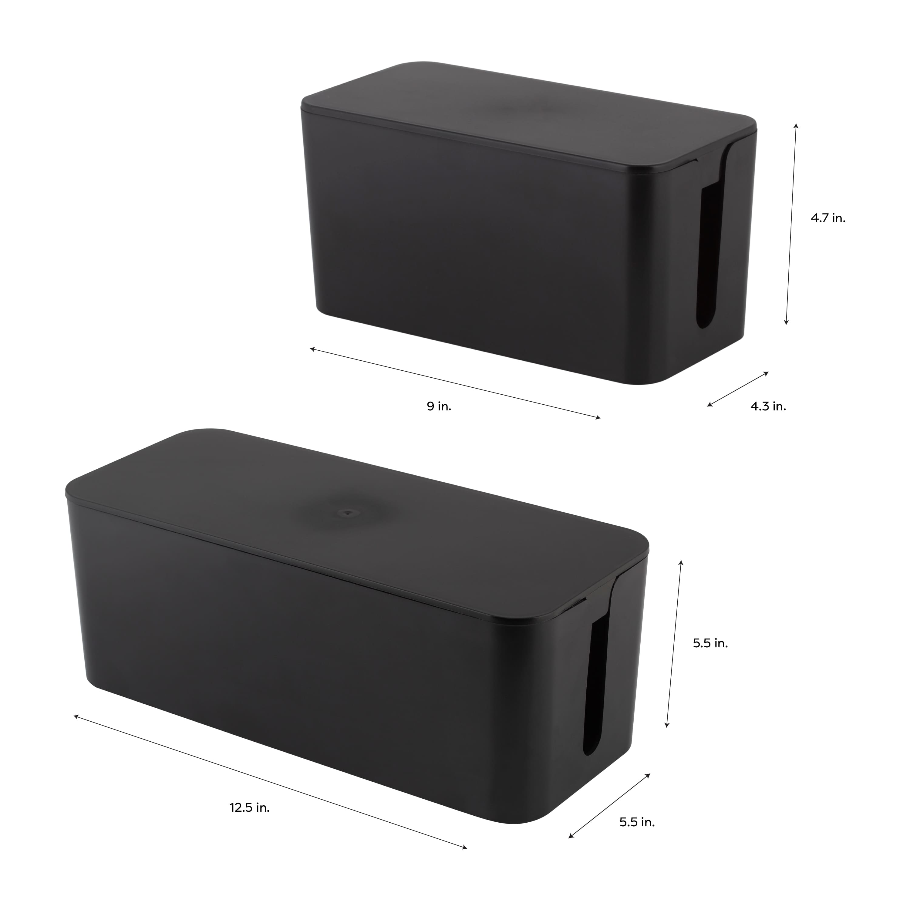 Simplify Black Cable Organizer Boxes, 2ct.