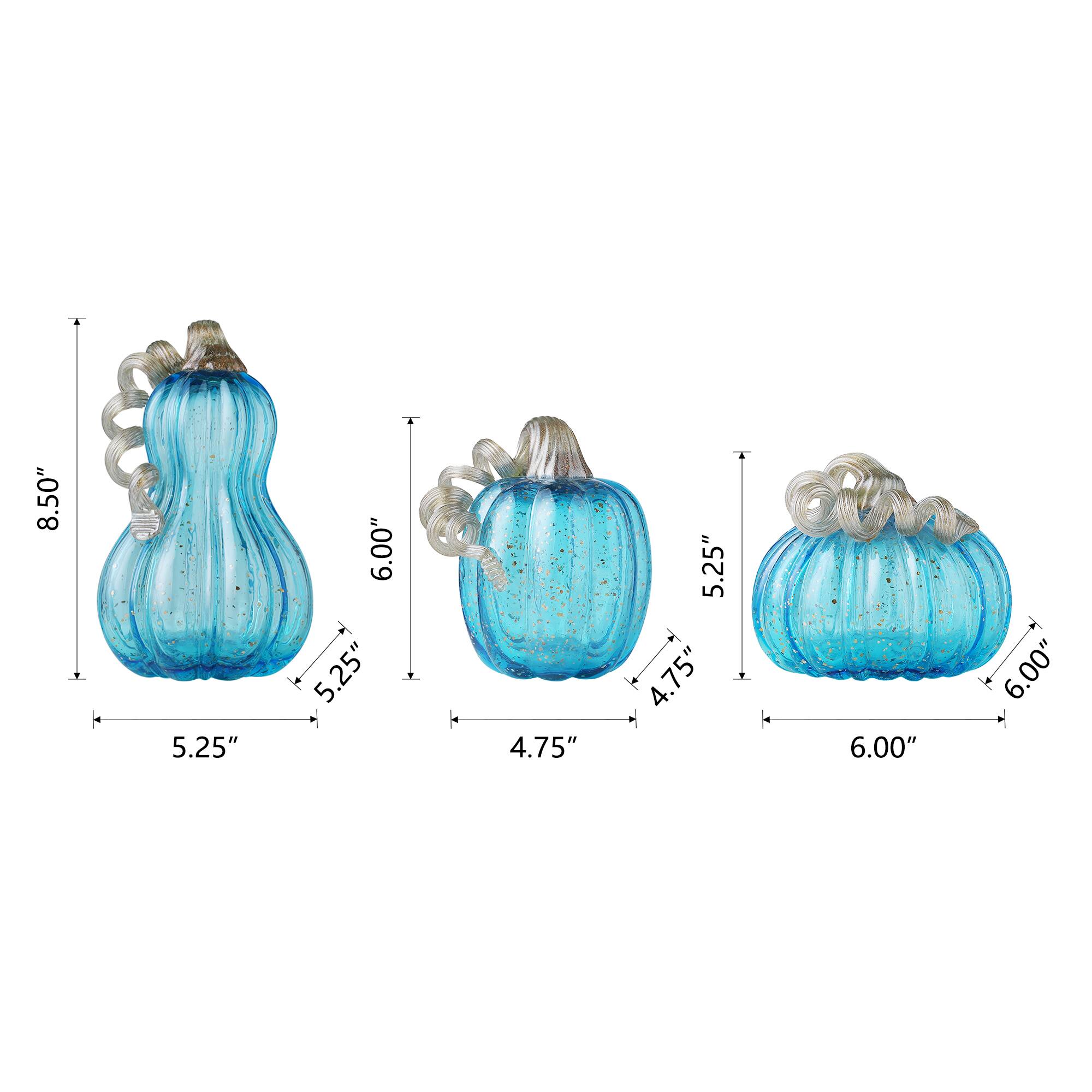 Glitzhome&#xAE; Blue Glass Pumpkin Set