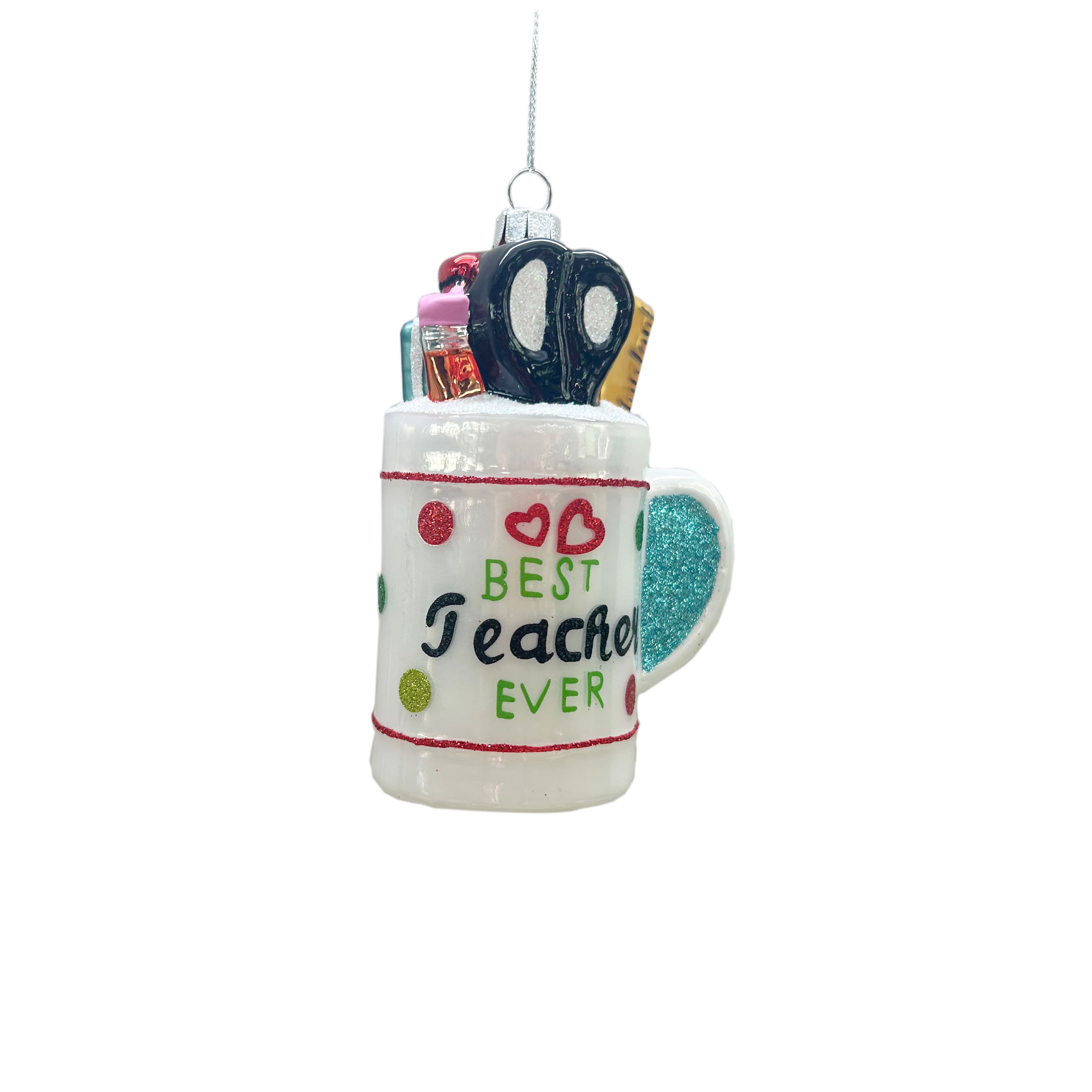 4&#x22; Pencil Mug Glass Ornament by Ashland&#xAE;, 1pc.