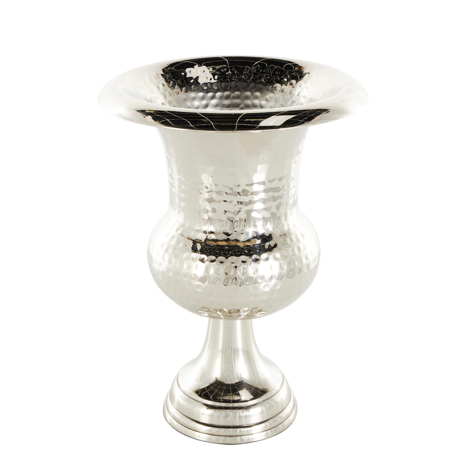 Silver Aluminum Goblet Inspired Hammered Vase