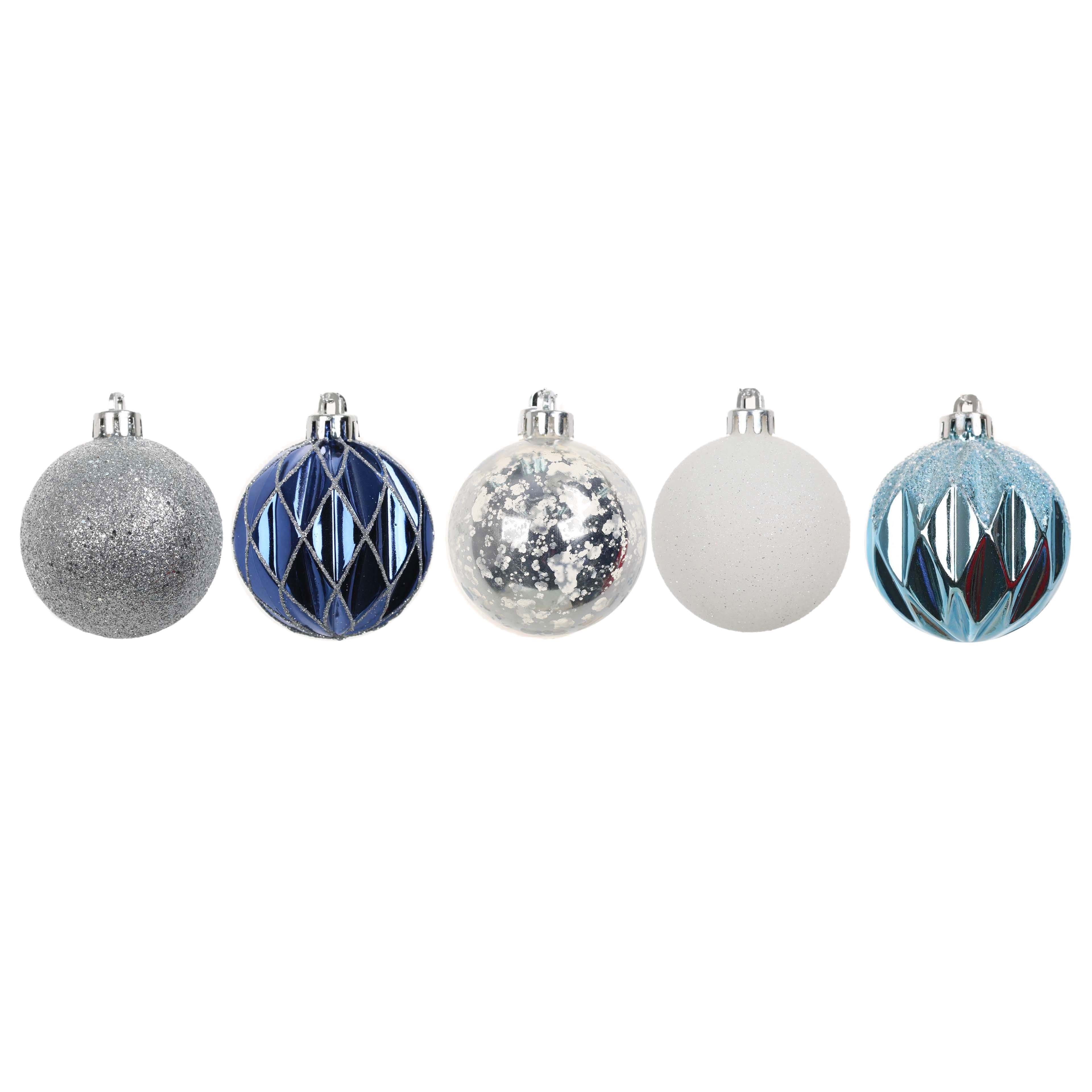 Assorted Blue, White &#x26; Silver Ball Plastic Ornament Tube by Ashland&#xAE;, 1pc.