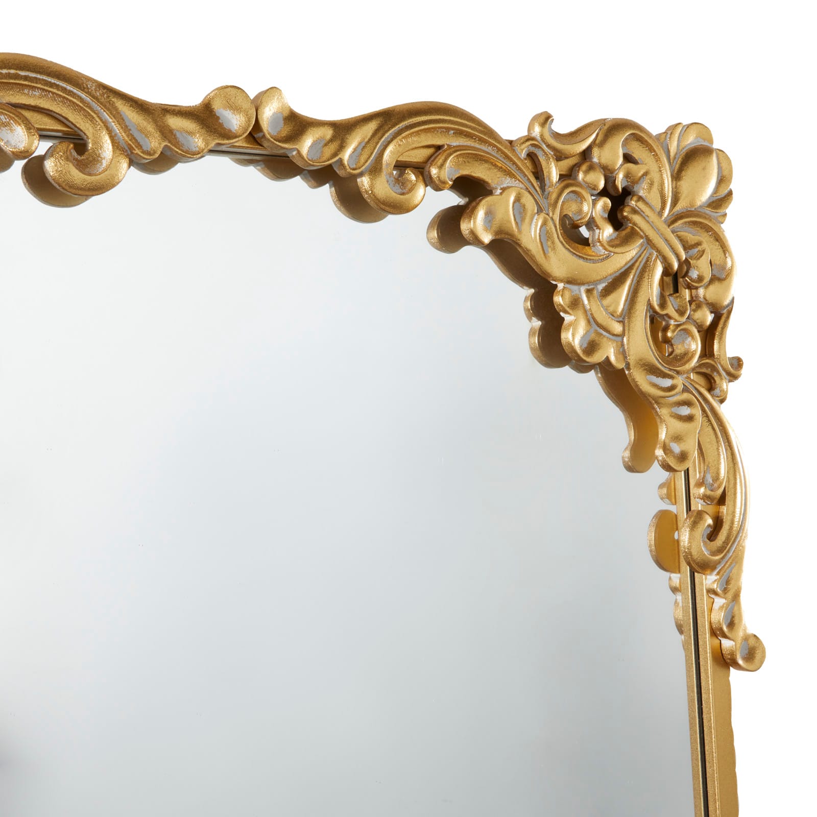 Gold Wood Carved Acanthus Floral Wall Mirror 30&#x22; x 2&#x22; x 41&#x22;