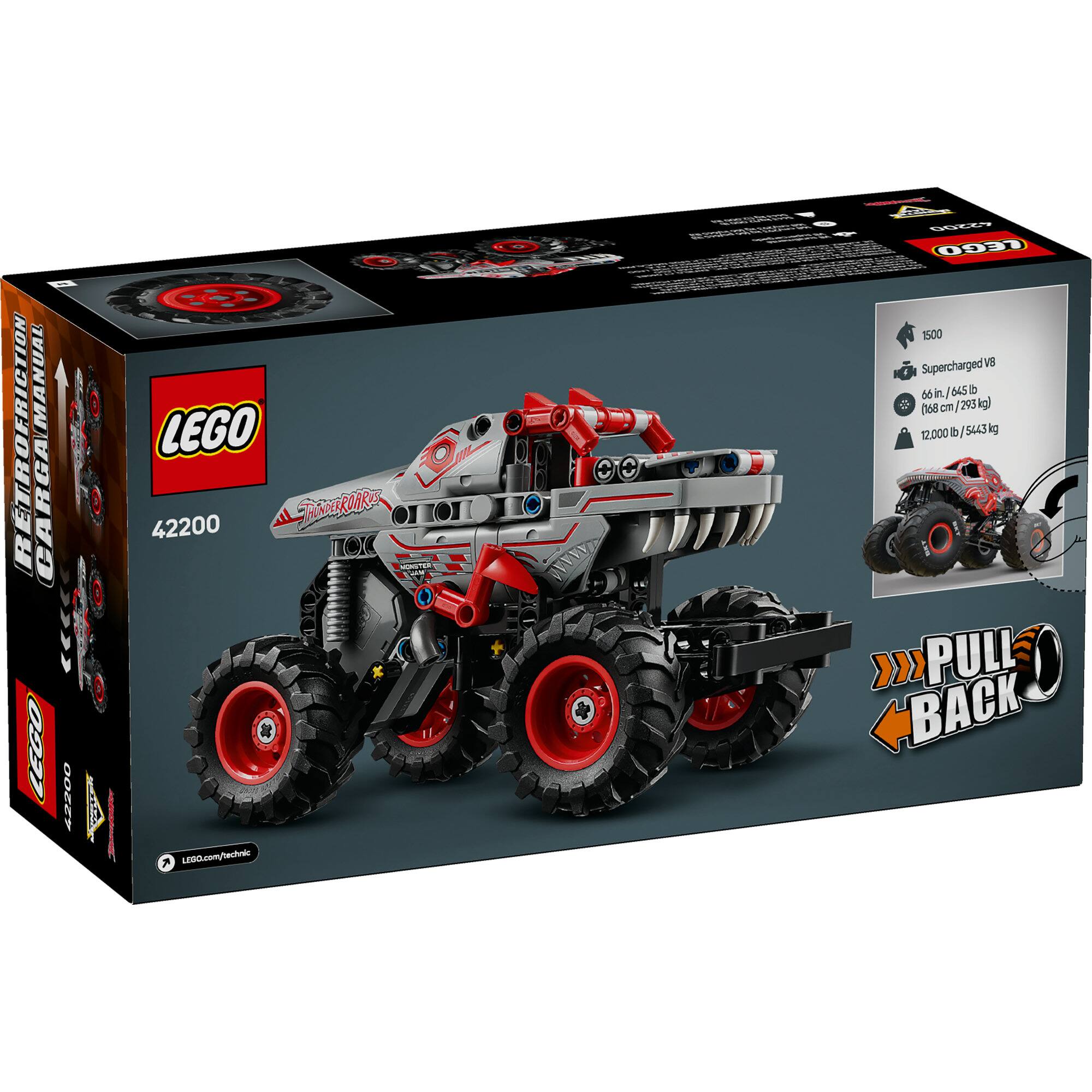 LEGO® Technic™ Monster Jam™ ThunderROARus™ Pull-Back Truck Toy 42200