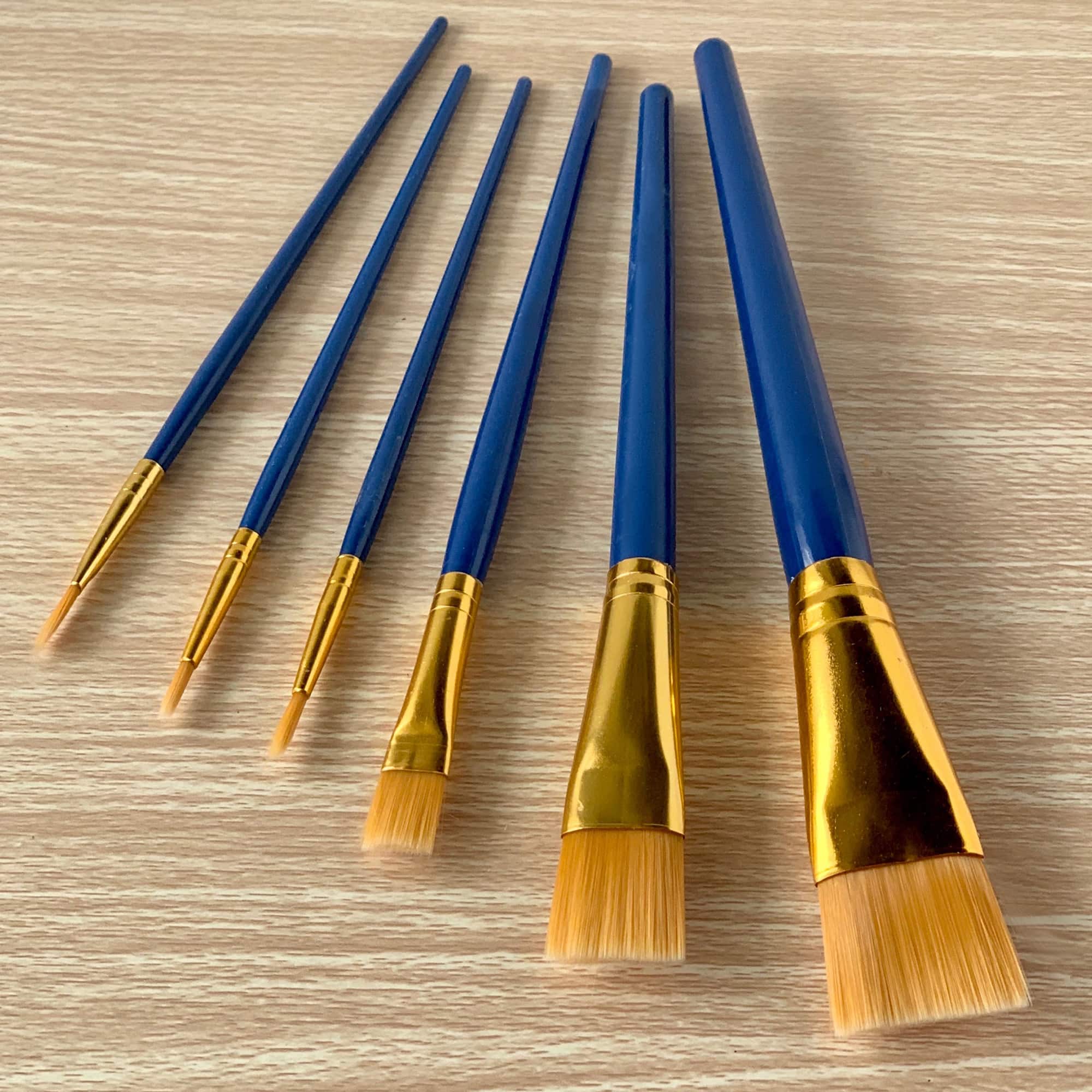 Artskills Premium Craft Brushes Natural Bristles Blue Handle Set Of 6 -  Office Depot