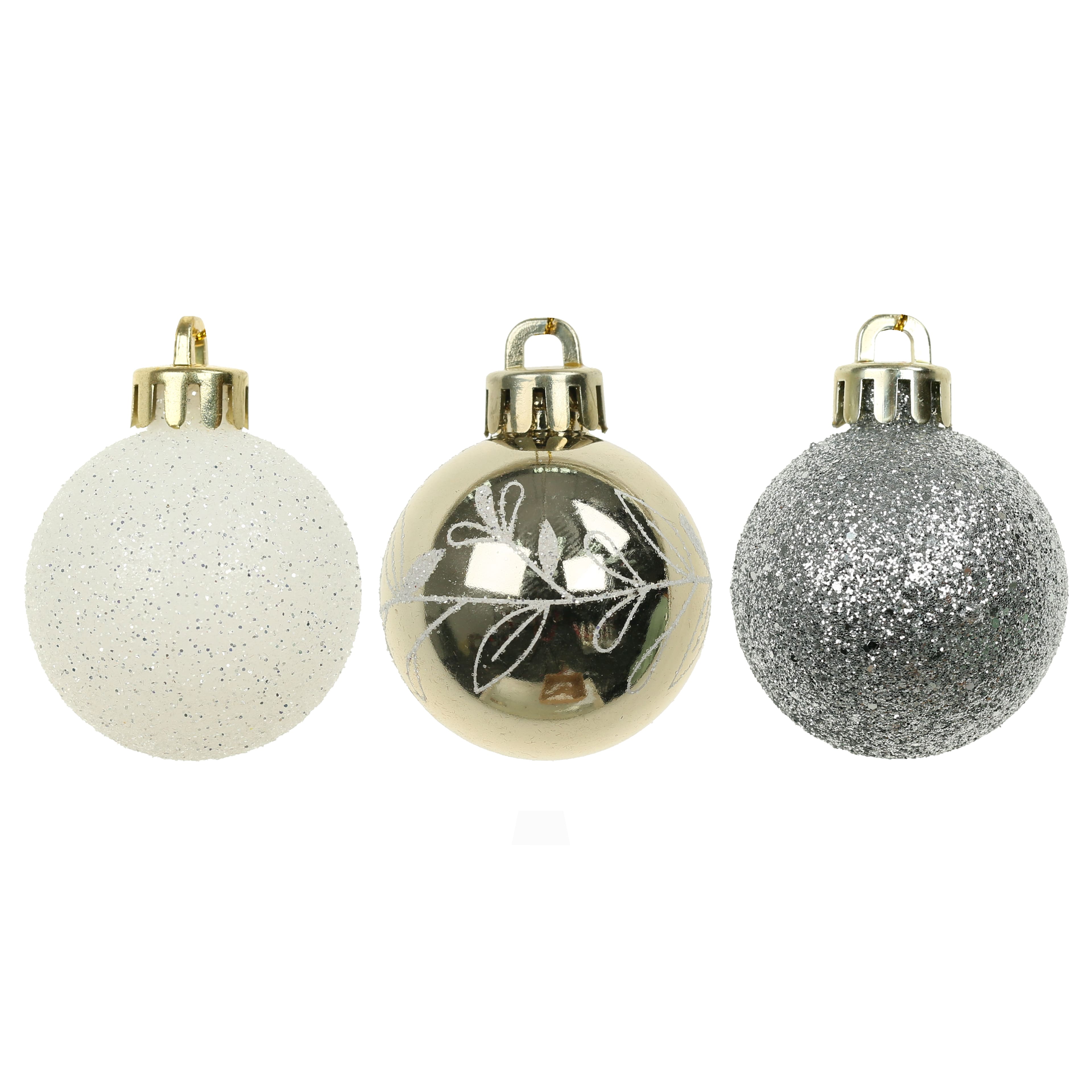 7 Pack 1.5&#x22; Silver &#x26; Gold Leaf Design Shatterproof Ball Ornaments by Ashland&#xAE;