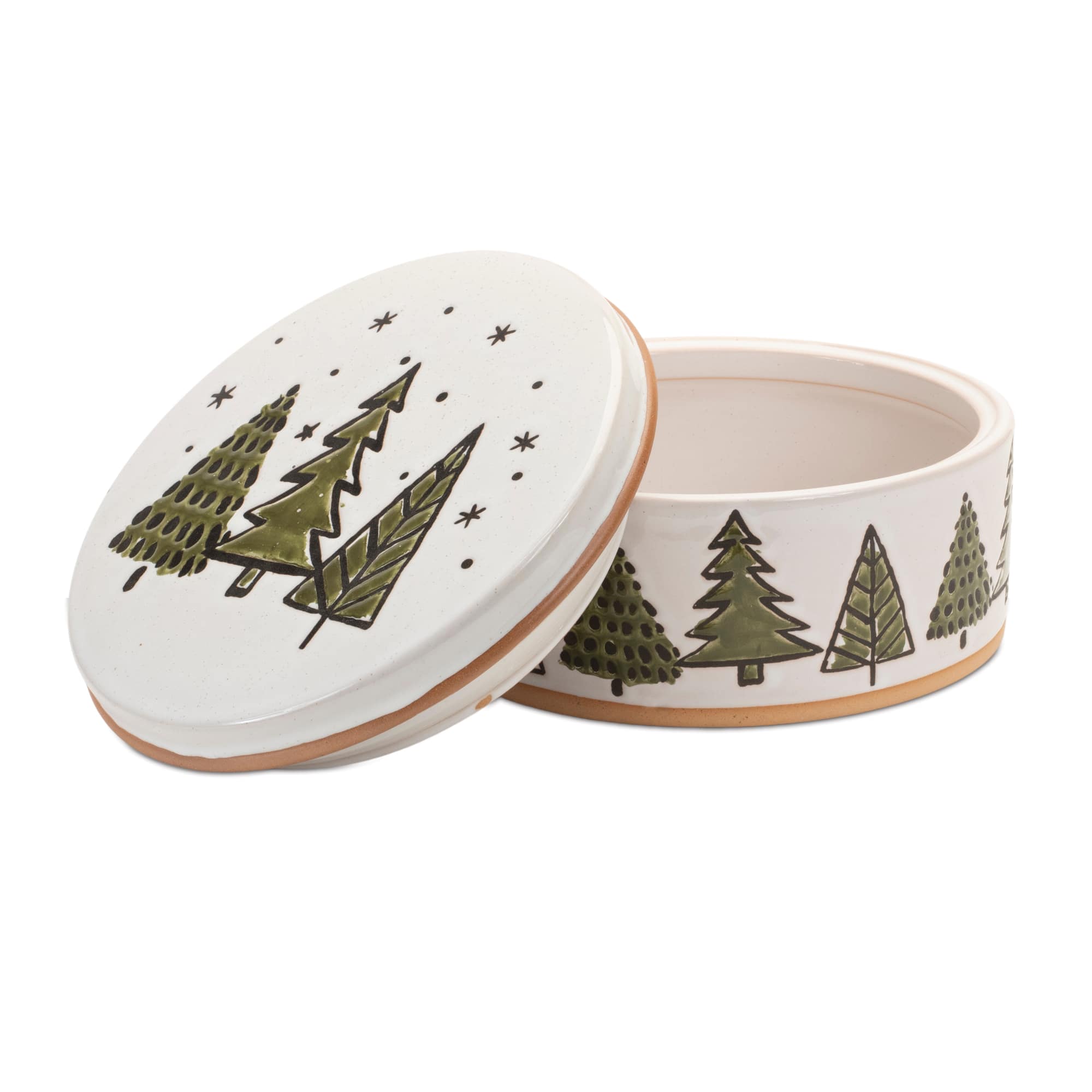 7.75&#x22; Ceramic Pine Tree Canister with Lid