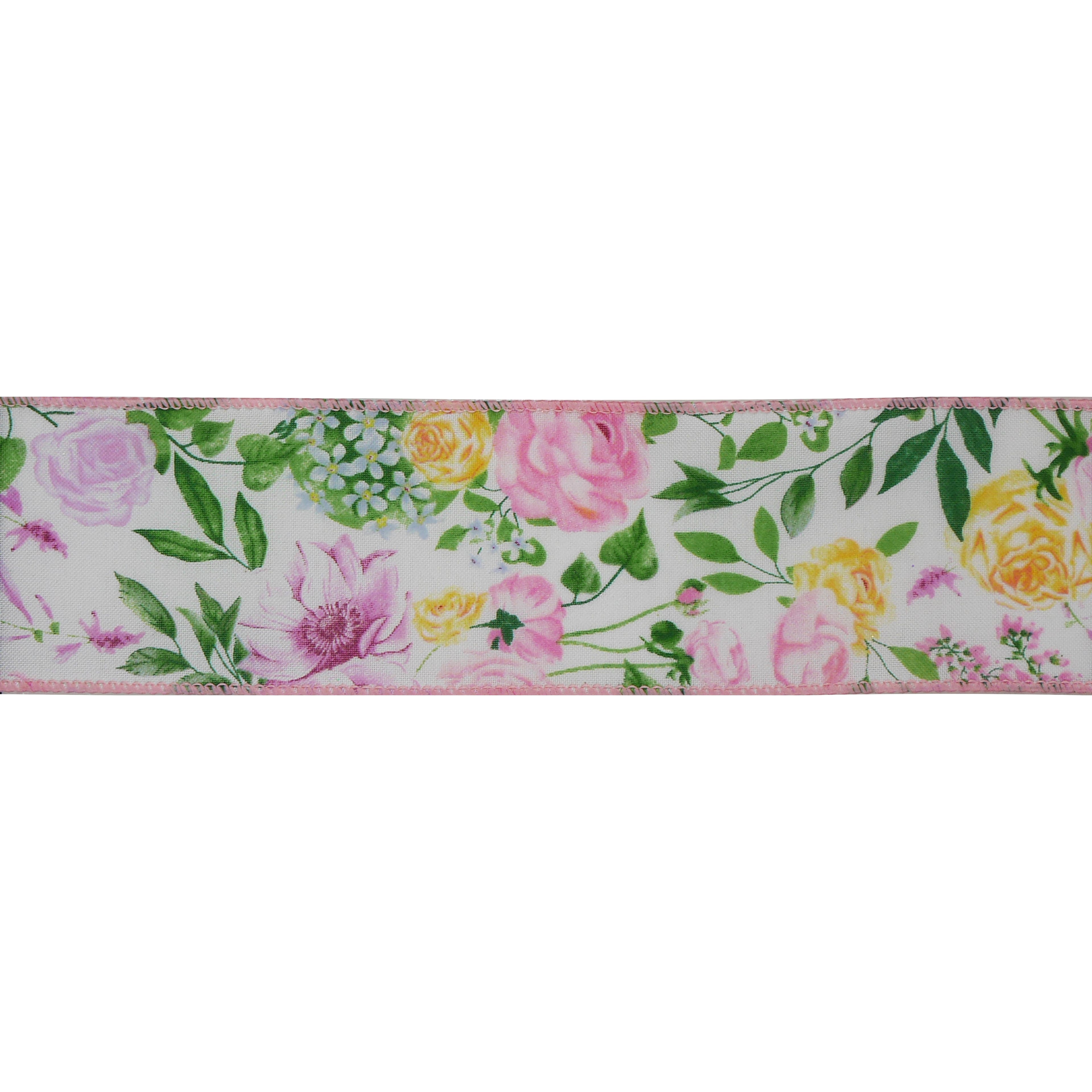 2.5&#x22; x 20ft. Bright Flowers Wired Ribbon by Celebrate It&#xAE; Easter