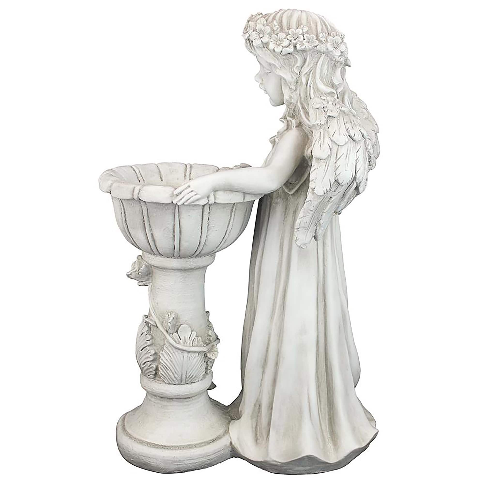Design Toscano 20&#x22; Angelique&#x27;s Garden Splash Angel at Birdbath Statue