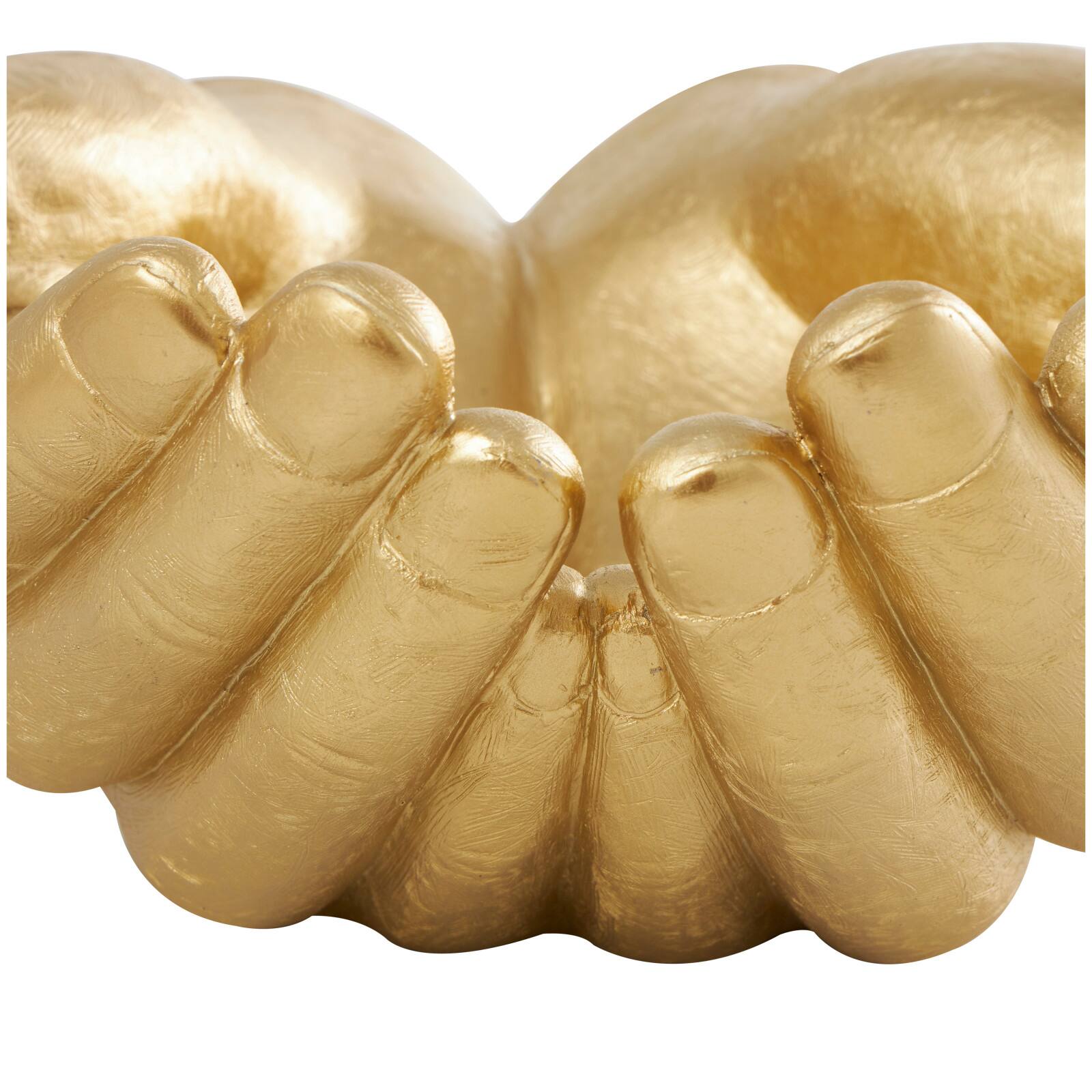 16.5" Gold Polystone Open Hands Sculpture Décor