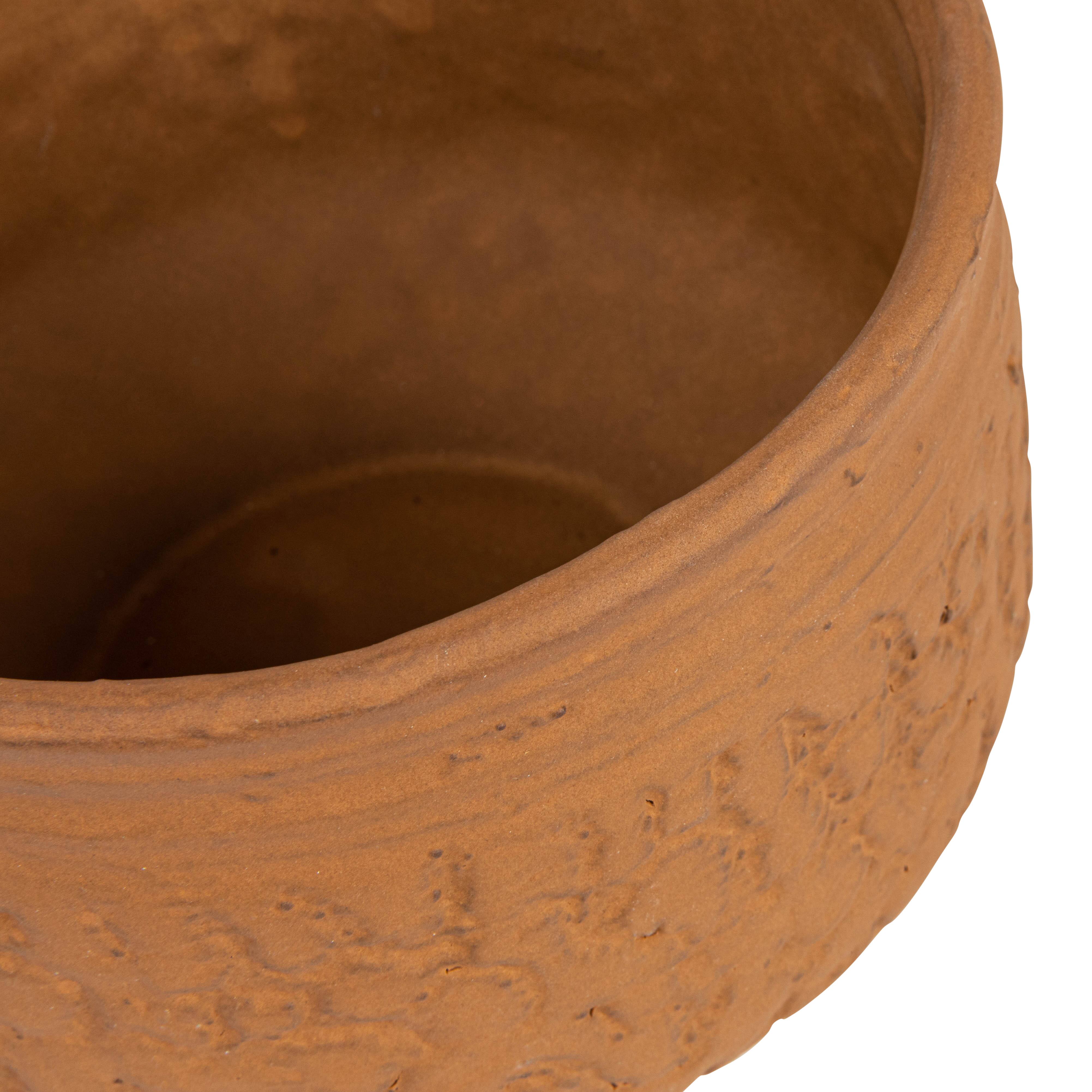 6&#x22; Terracotta Boho Stoneware Planter with Embossed Pattern