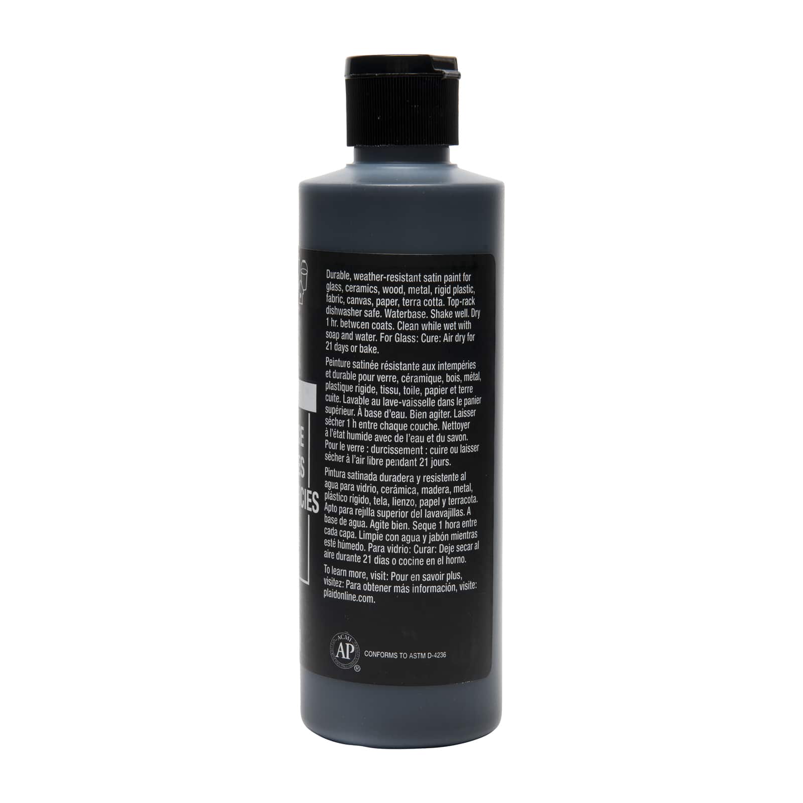 6 Pack: FolkArt&#xAE; Pure Black Multi-Surface Satin Acrylic Paint, 8oz.