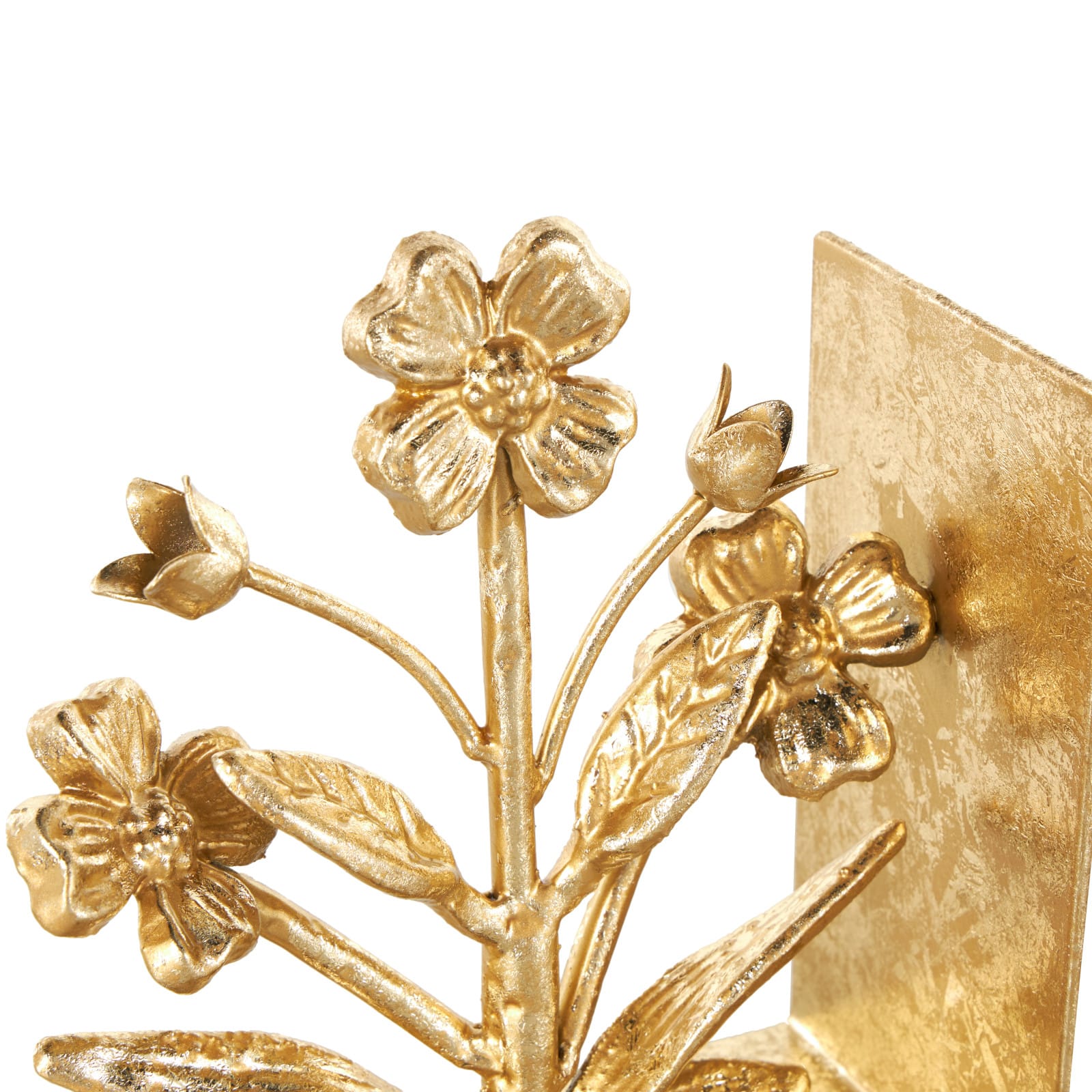 6.5&#x22; Gold Shimmer Metal Floral Bookends, 2ct.