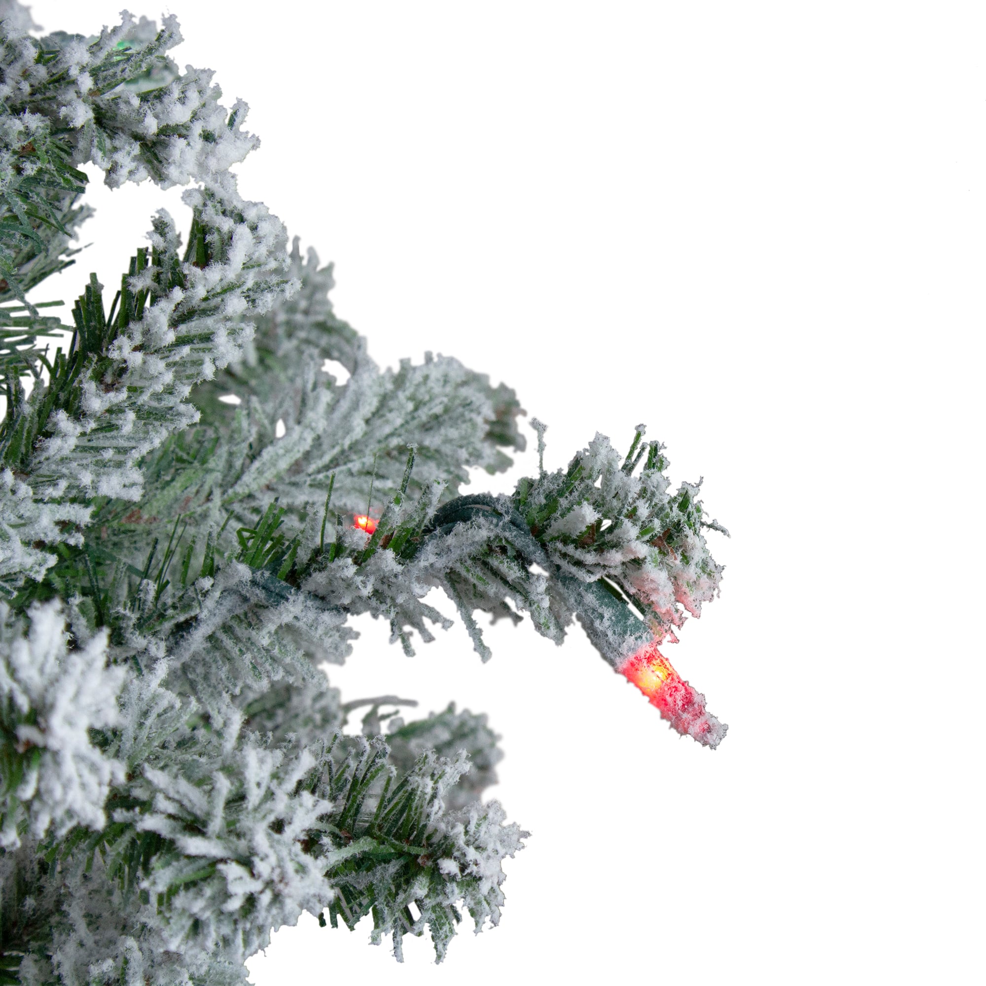 Pre-Lit Slim Flocked Alpine Artificial Christmas Trees Set