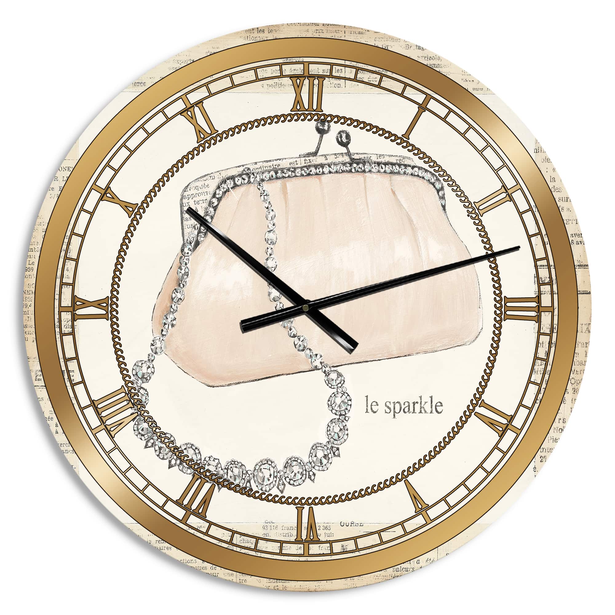 Designart Glamorous Sparkle Purse I Glam Wall Clock
