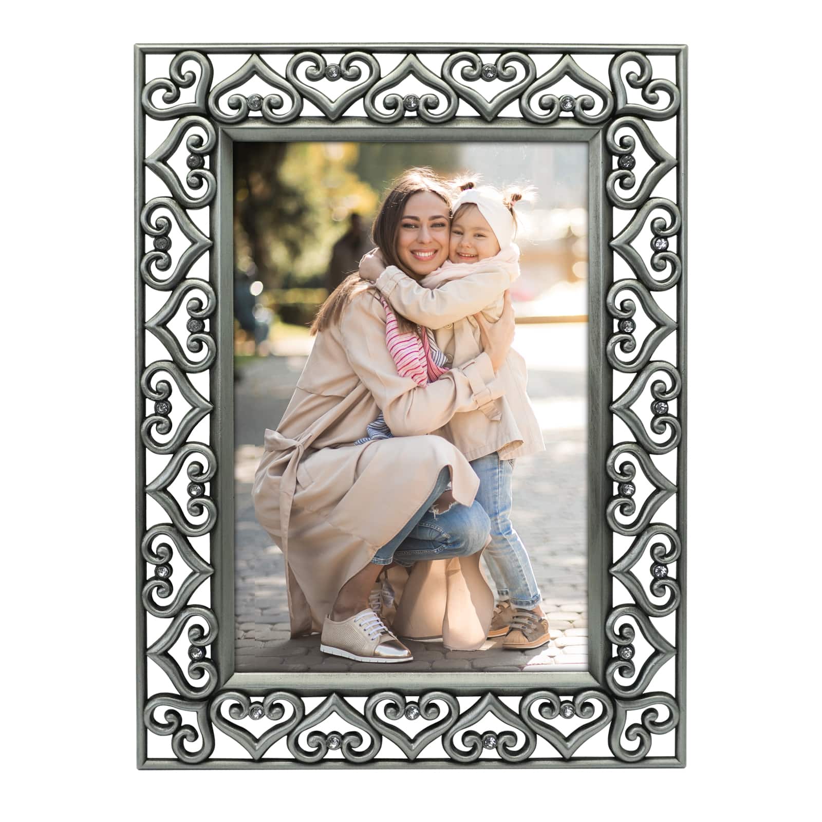 Expressions™ Pewter Hearts Jeweled Frame by Studio Décor