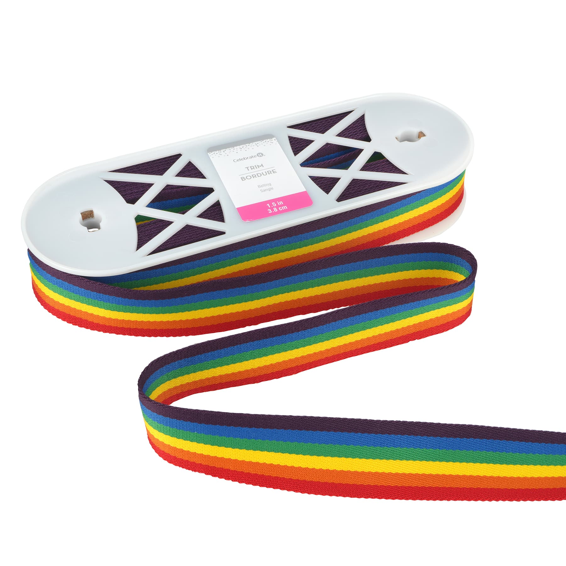 1.5&#x22; Rainbow Stripes Belting Ribbon by Celebrate It&#xAE;