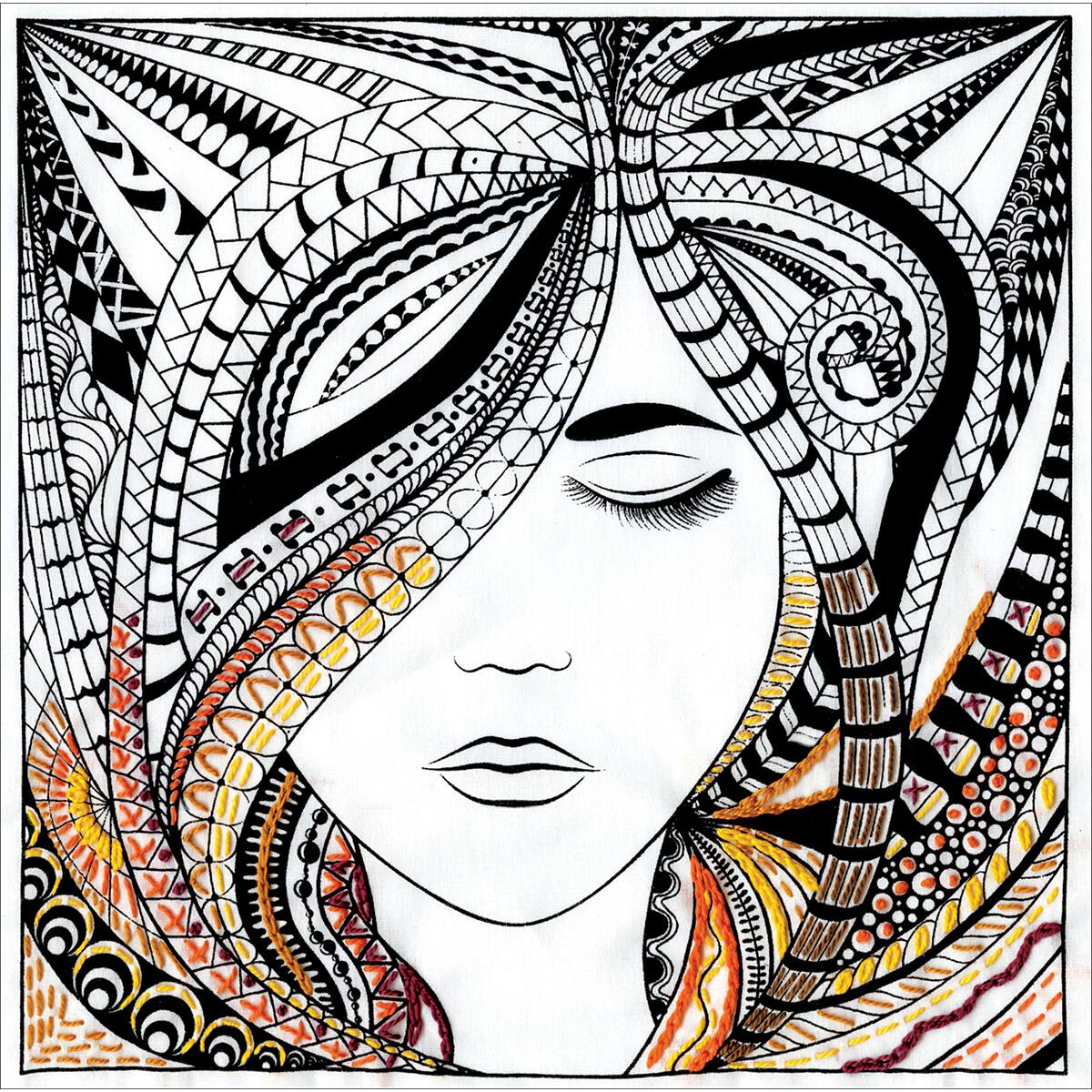 Design Works™ Zenbroidery Woman Stamped Embroidery Kit