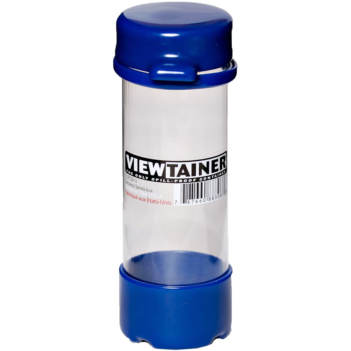 Viewtainer 6&#x22; Blue Tethered Cap Storage Container