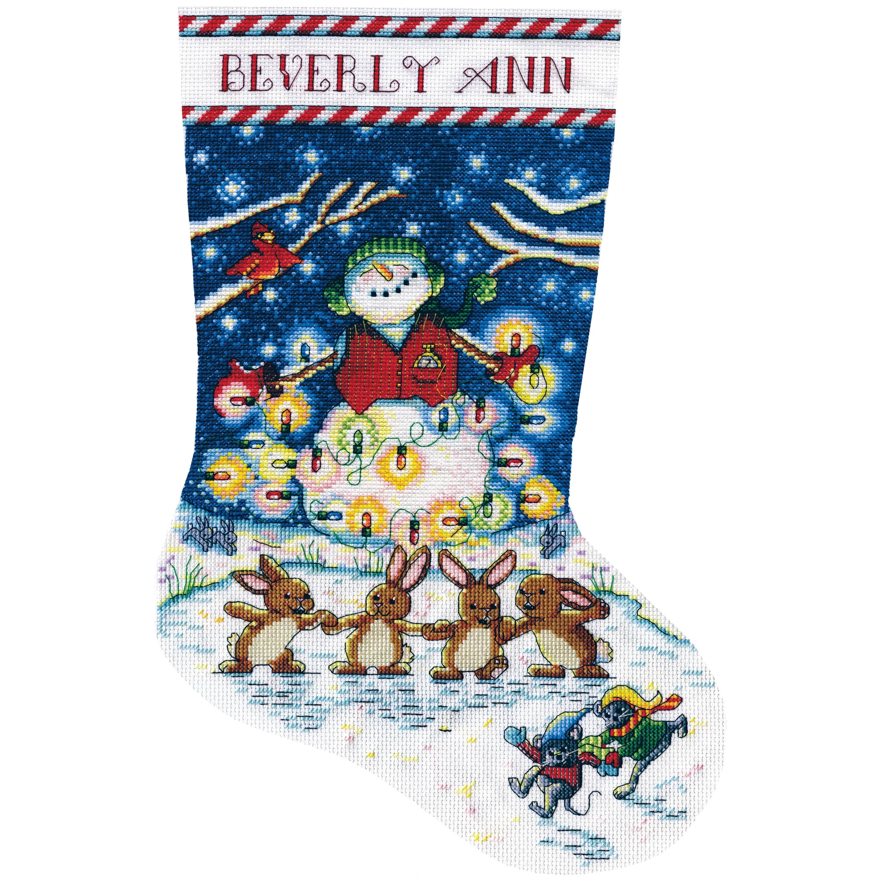 Christmas Stocking Cross Stitch Kit, Holiday Needle Art Project 