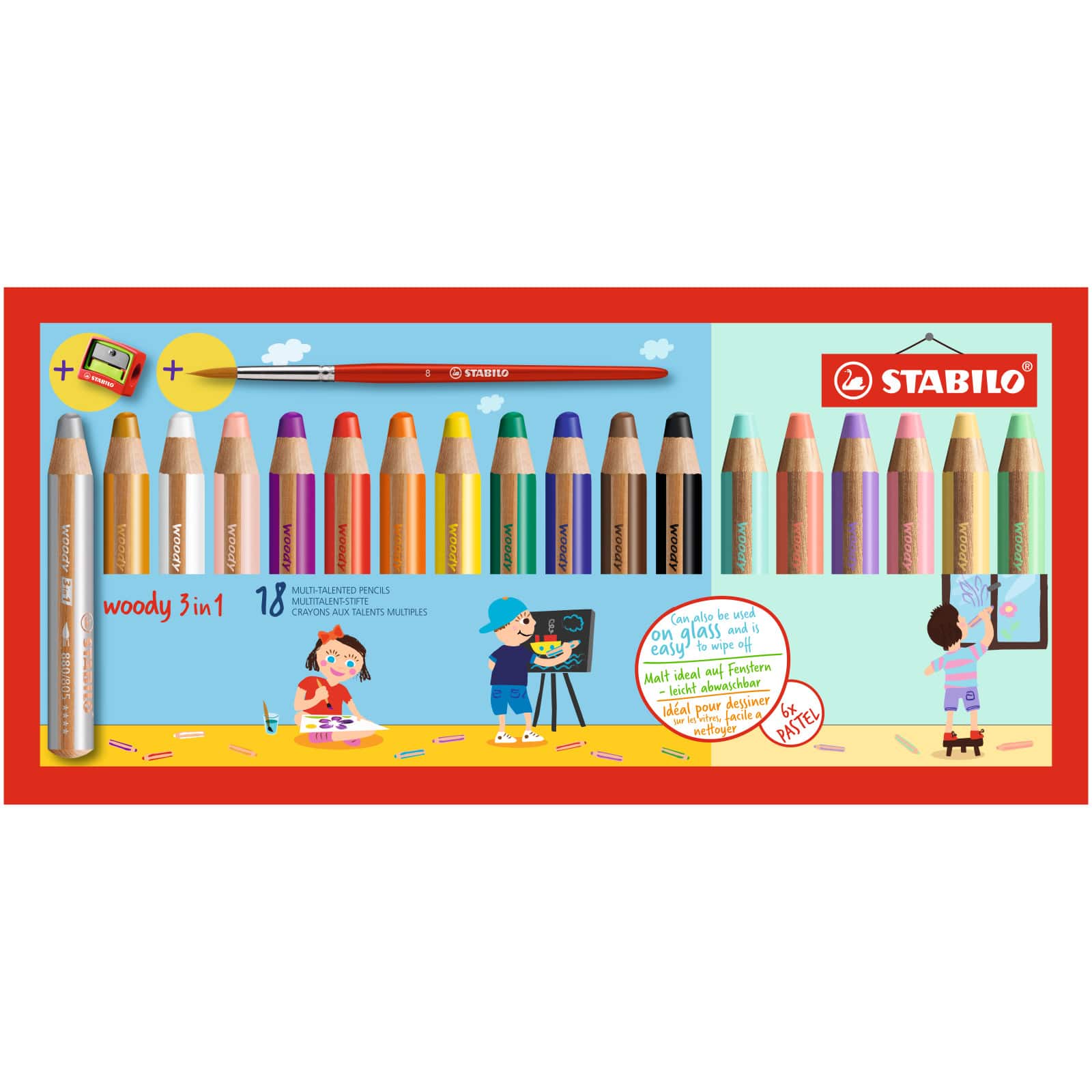 Stabilo Woody 3 in 1 18-Color Set 