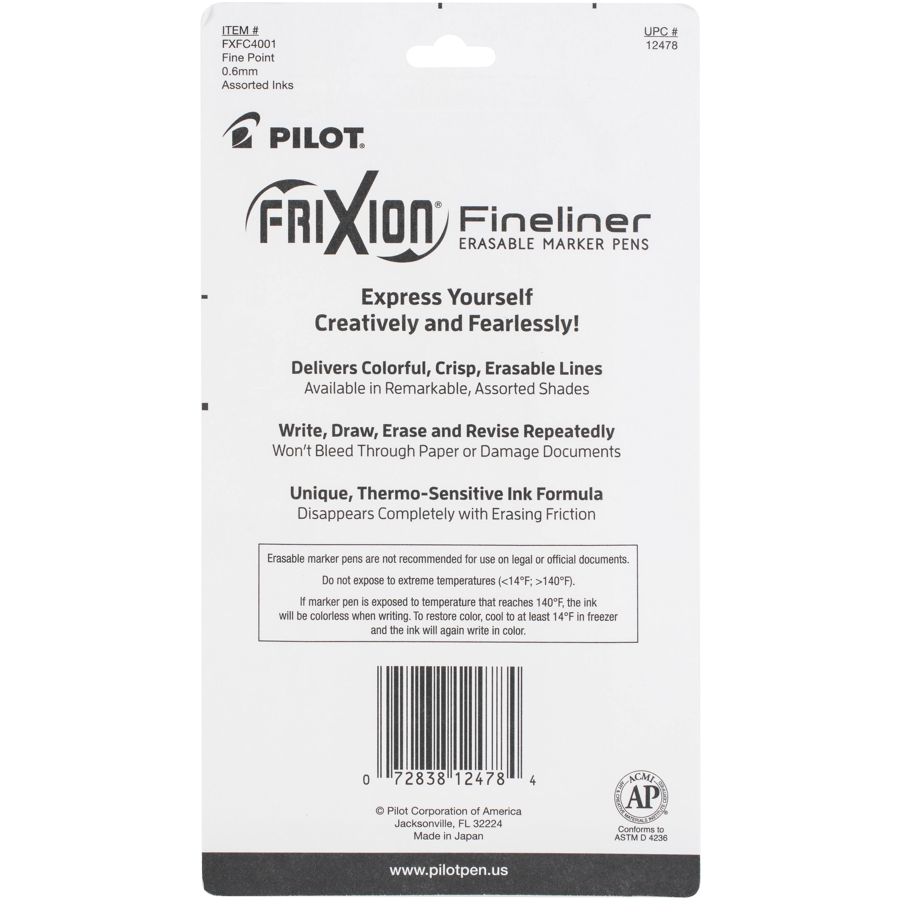 Pilot FriXion Fineliner Assorted Fine Point Erasable Marker Pen Set