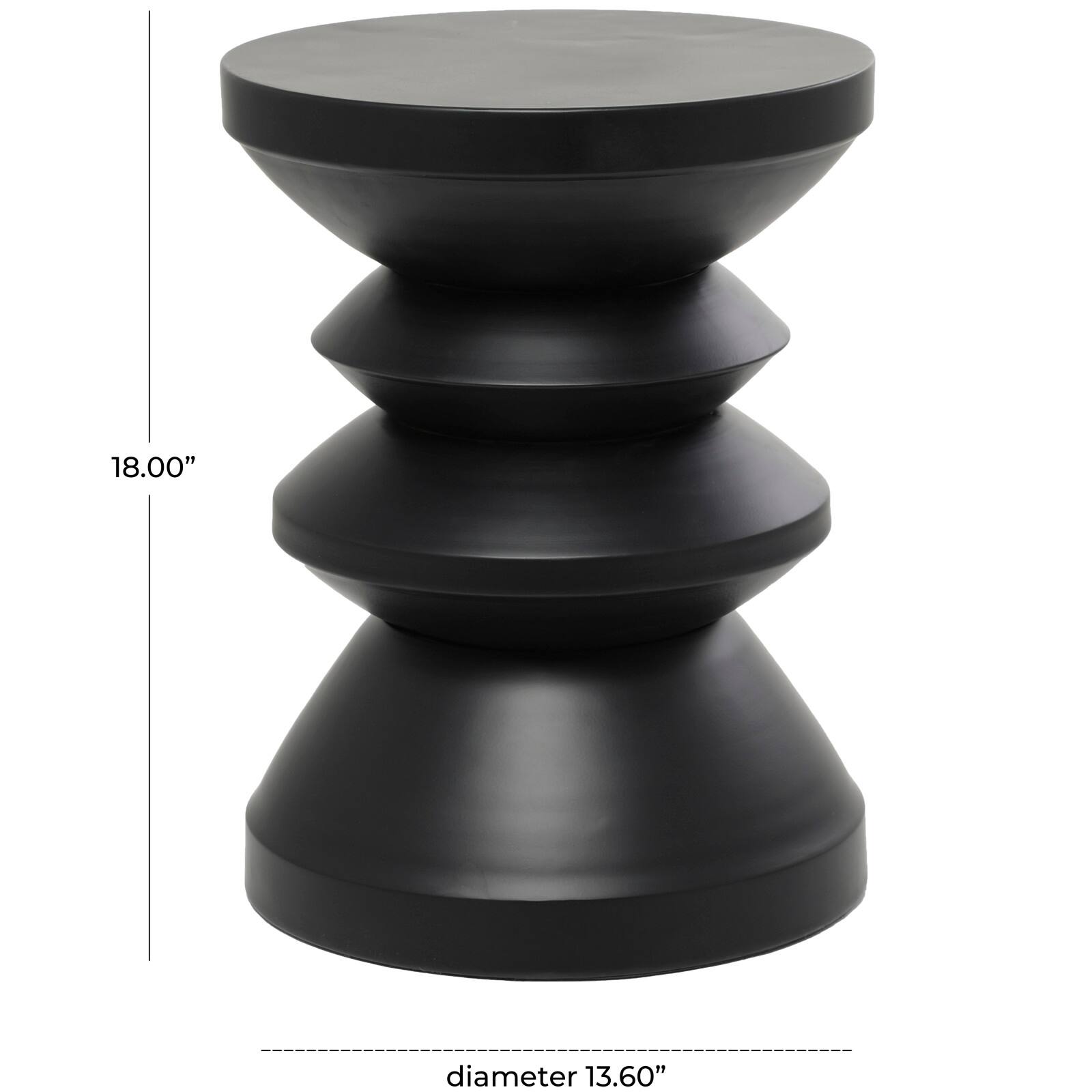 18&#x22; Black Metal Art Deco Inspired Accent Table