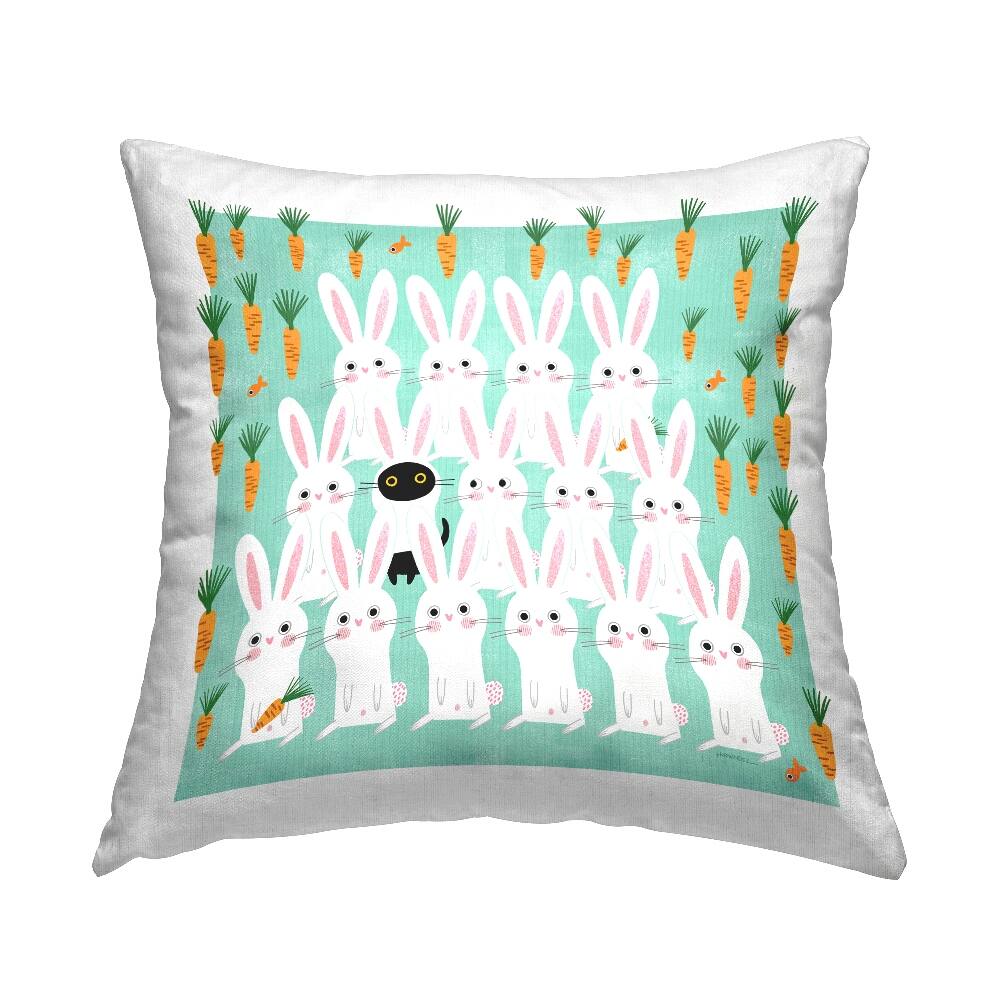 Stupell Industries Cat Mixed with Bunnies Decorative Printed Throw Pillow