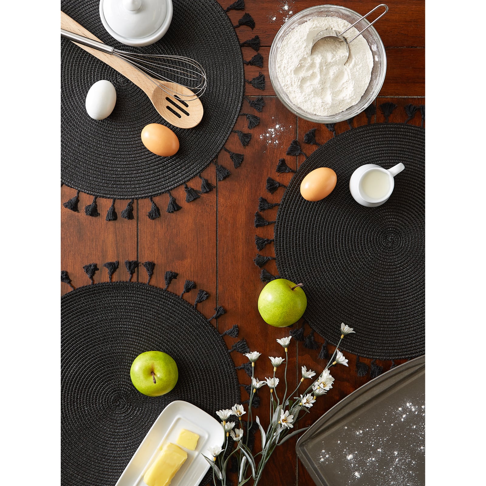 DII® Tassel Fringe Woven Round Placemats, 6ct.