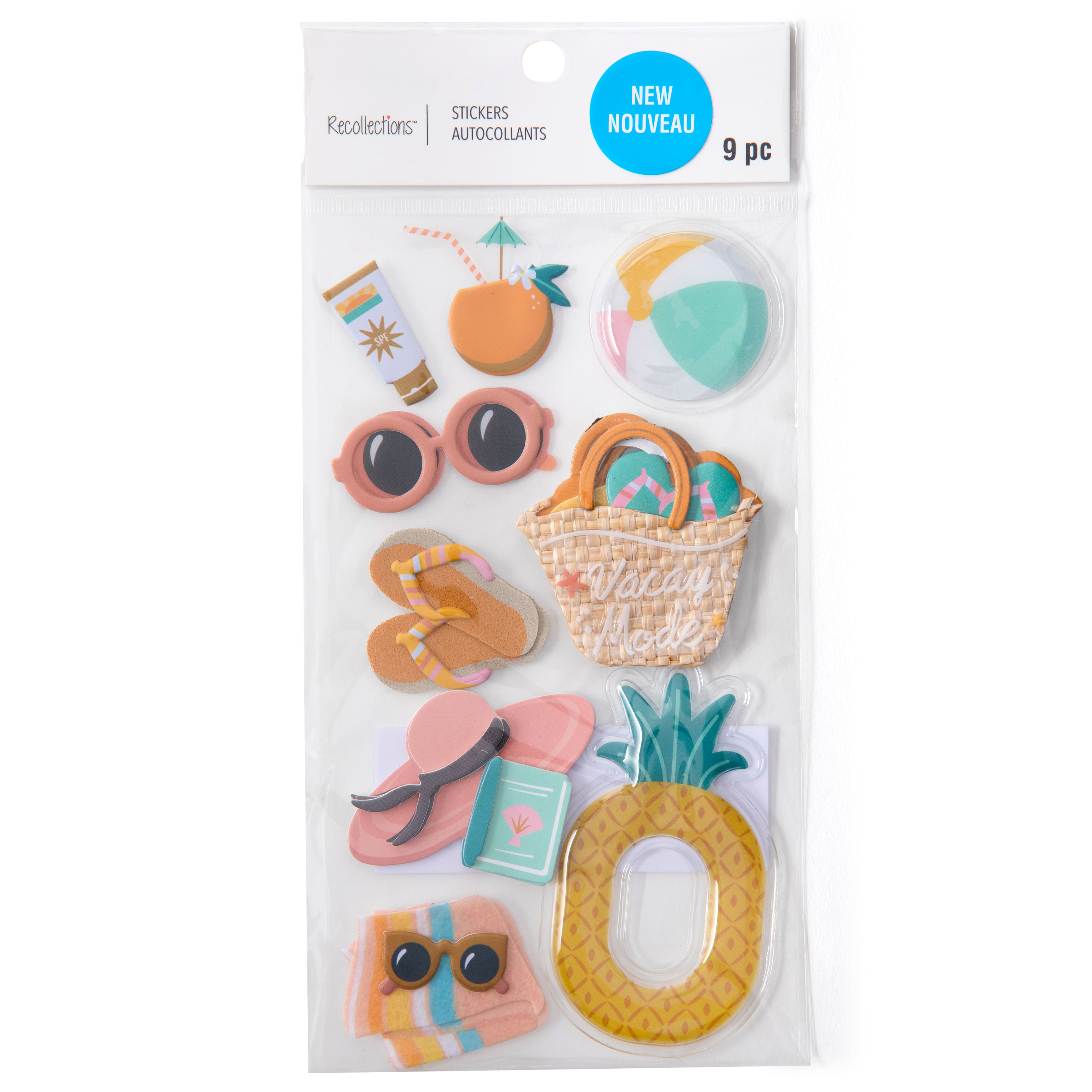 12 Pack: Beach Accessories Dimensional Stickers by Recollections™