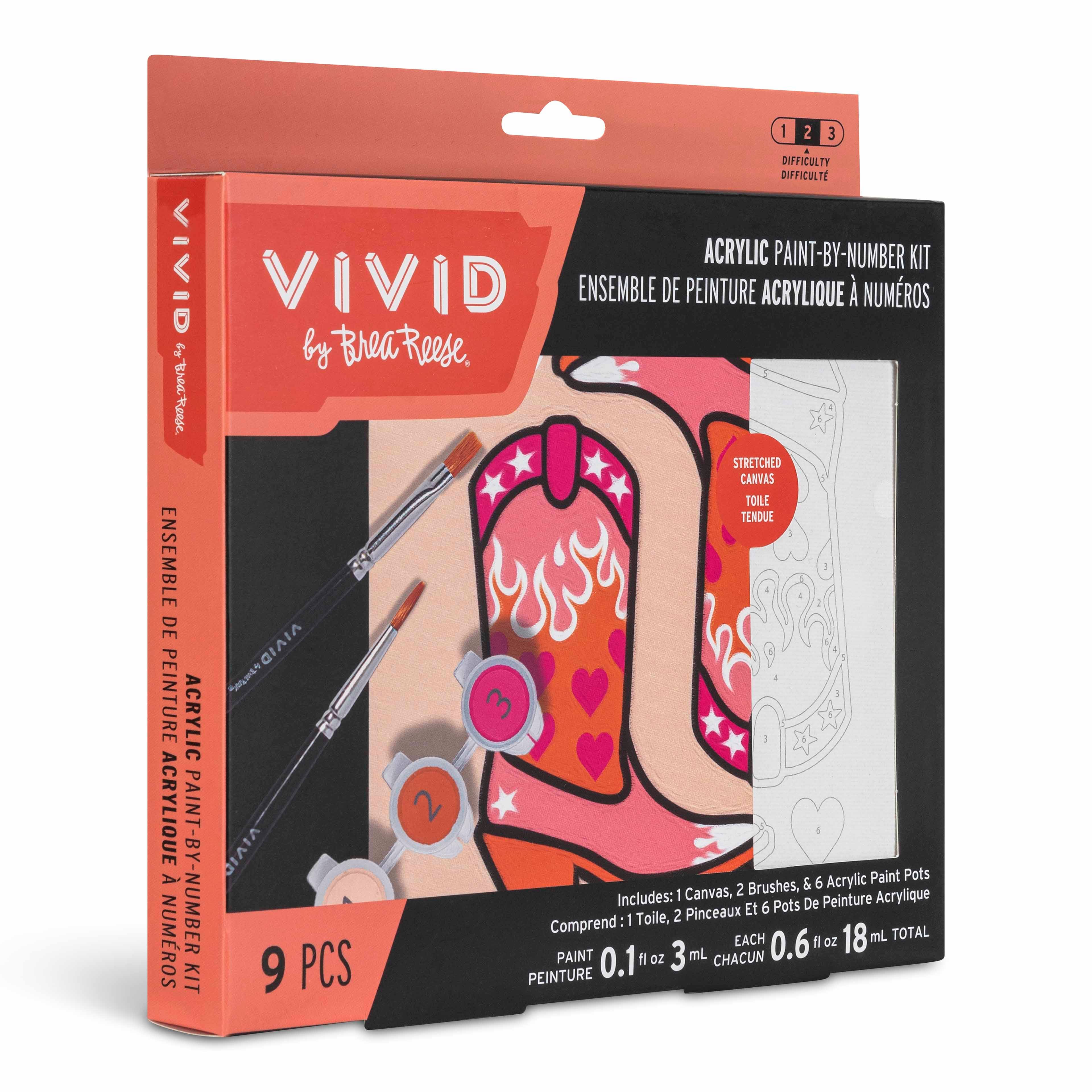 VIVID by Brea Reese® Cowboy Boots Acrylic Paint-by-Number Kit