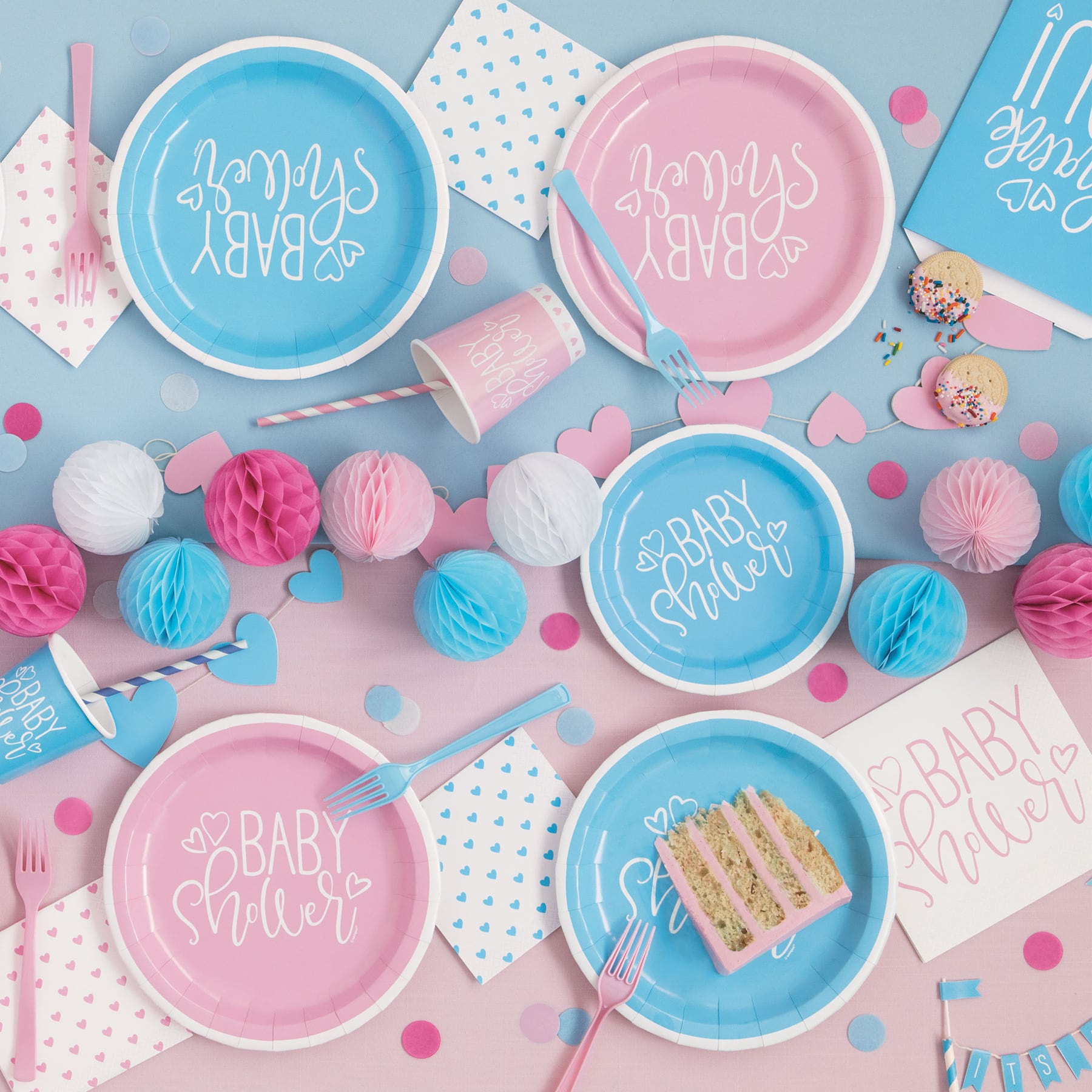teal and pink baby shower
