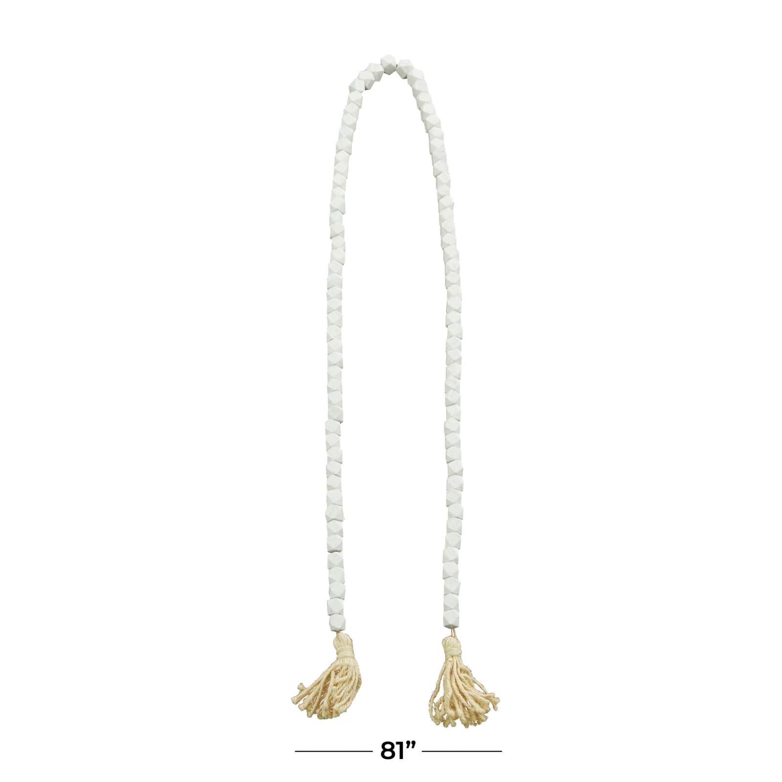 80&#x22; Bohemian Mango Wood Beads with Tassels Garland