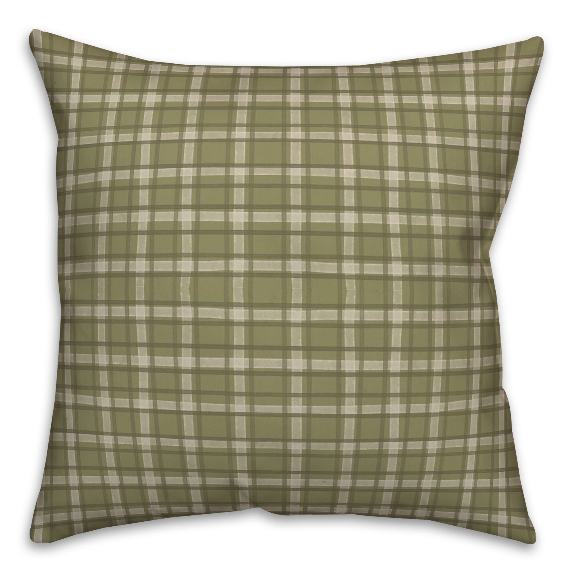 Green Multi Plaid Throw Pillow