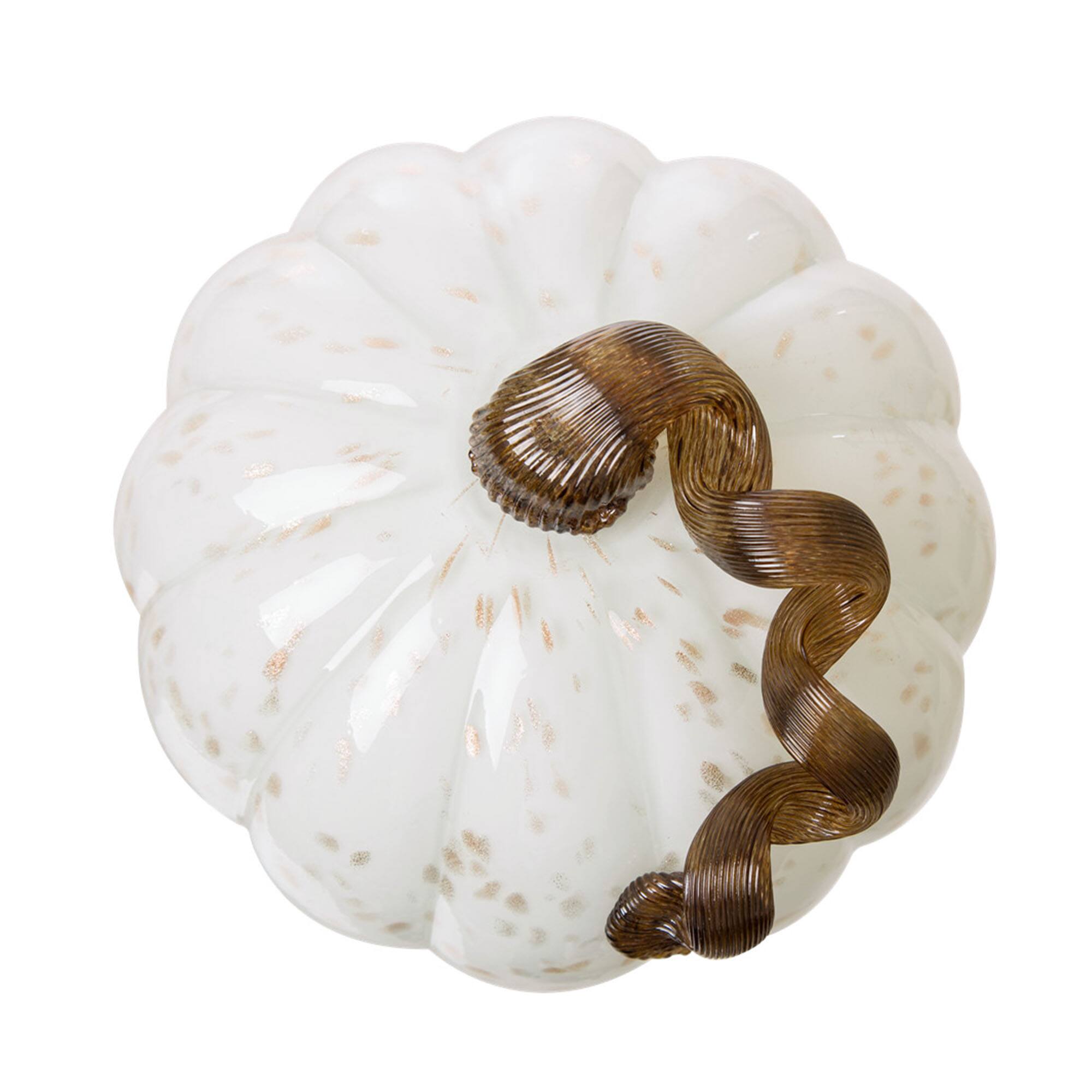 Glitzhome® Glass Pumpkin, Golden & White 