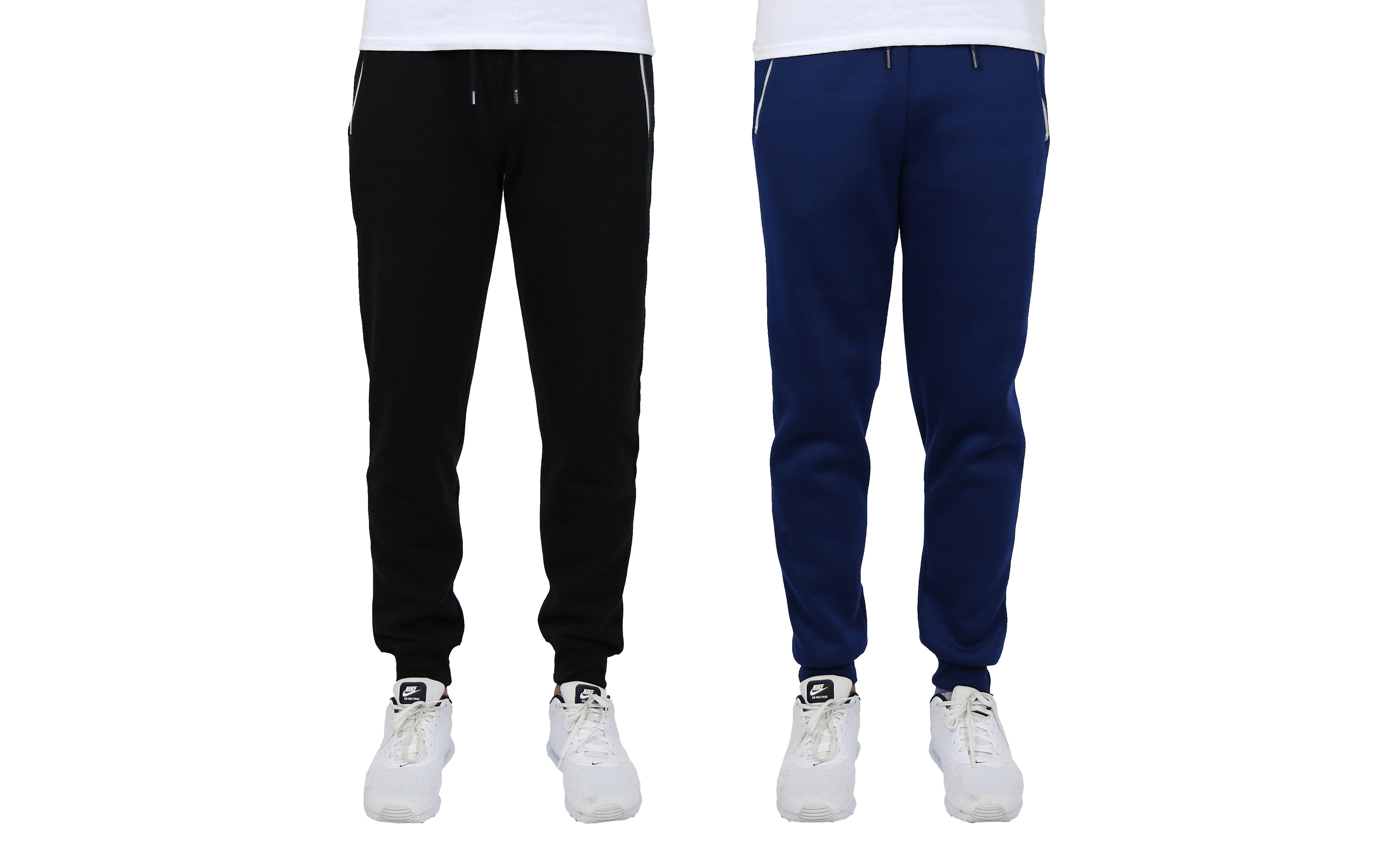Galaxy by Harvic Men's Fleece-Lined Jogger Sweatpants With Zipper Pockets 2 Pack