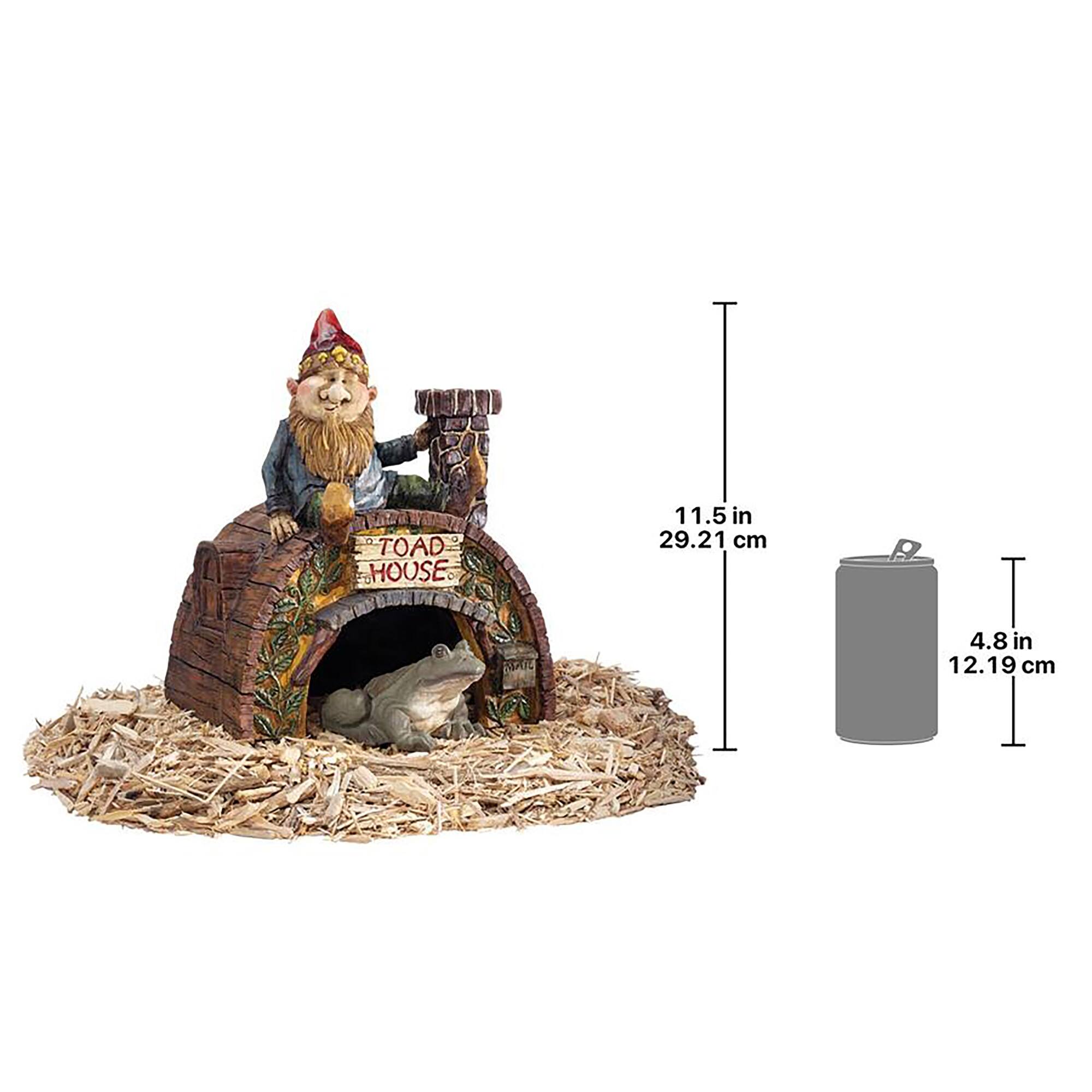 Design Toscano 11&#x22; Garden Gnome&#x27;s Toad House Statue