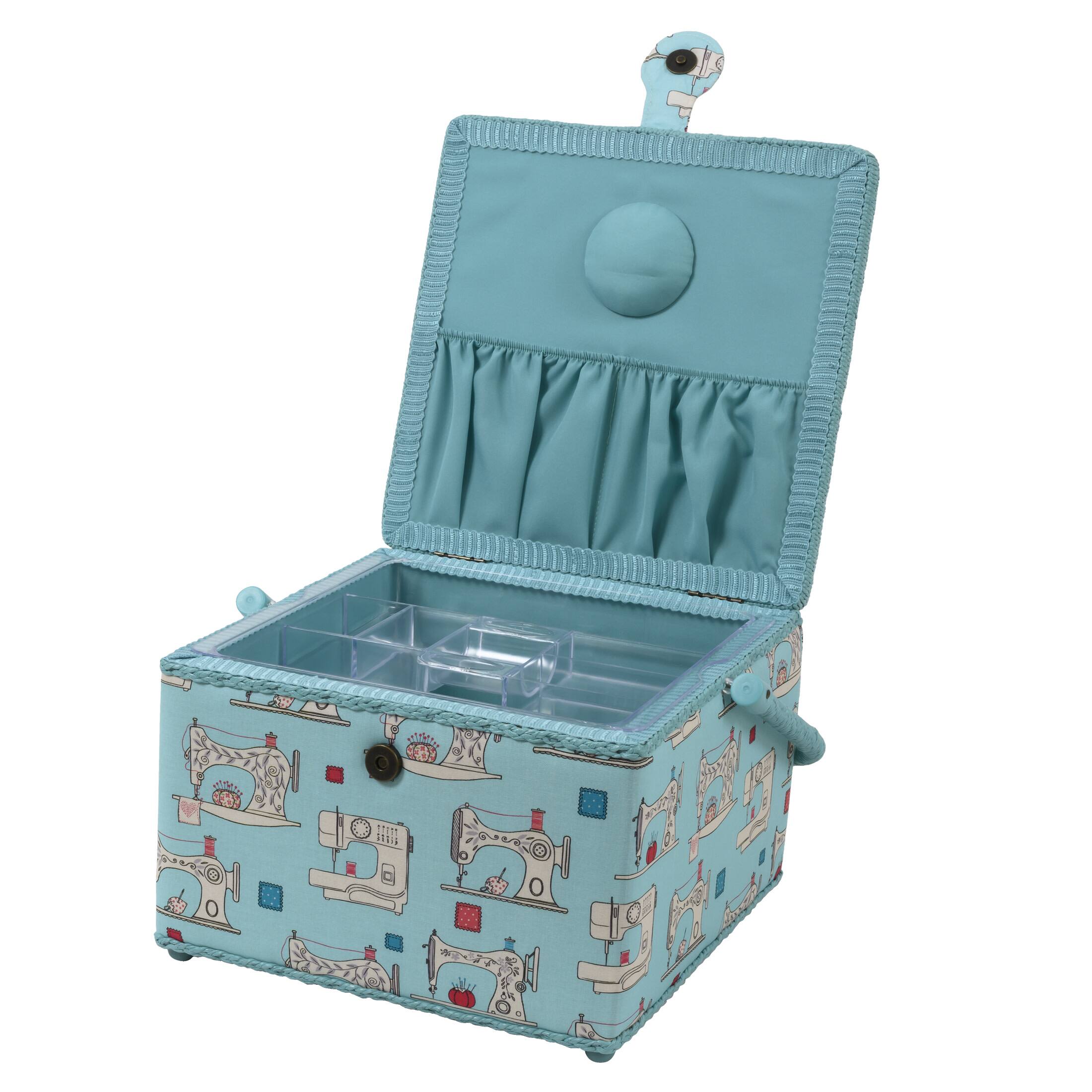 Dritz® Aqua Sewing Machines Large Square Sewing Basket with Removable Tray