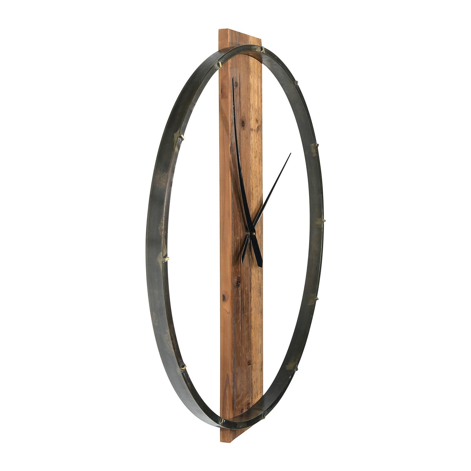 2.5ft Metal and Wood Wall Clock