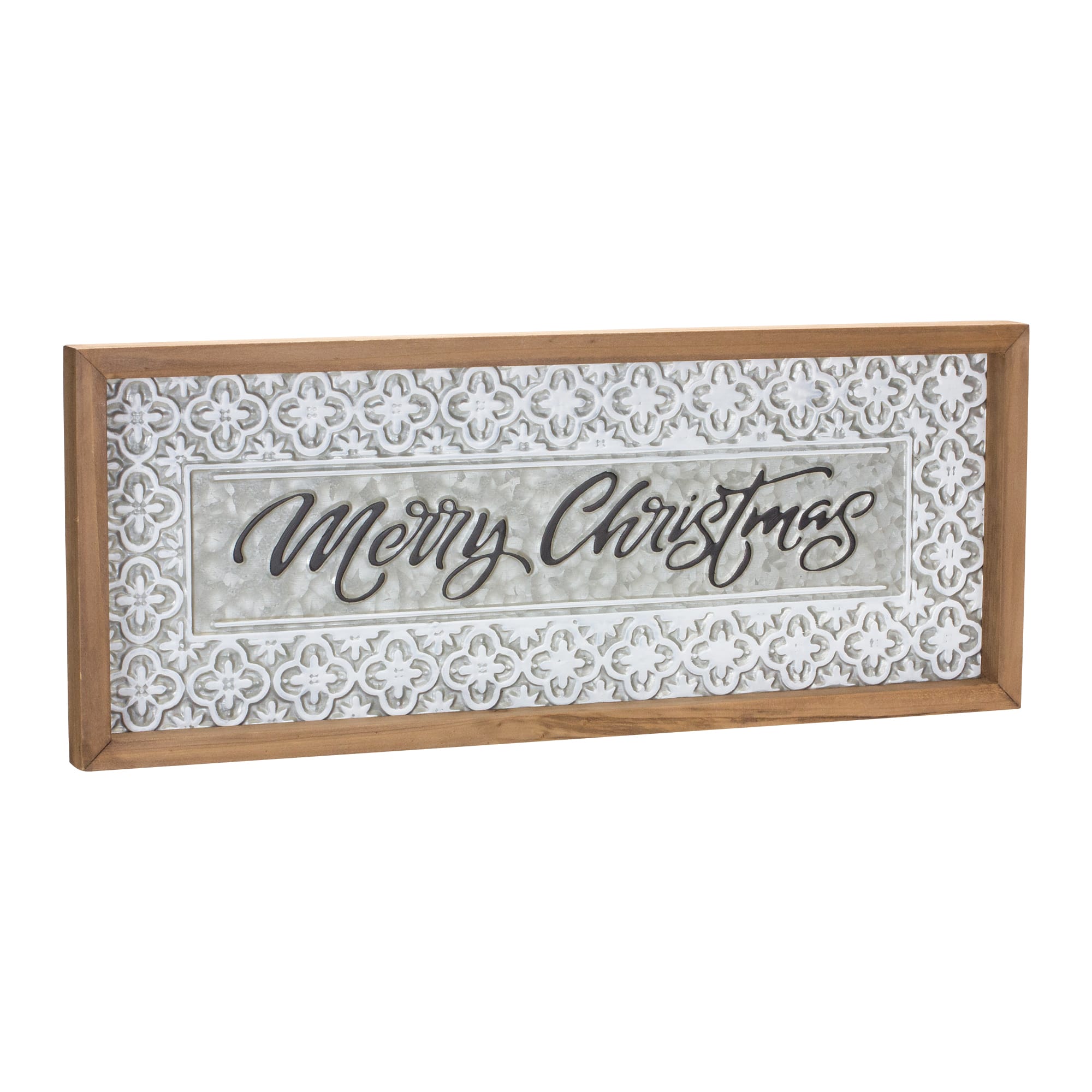 White Galvanized Merry Christmas Hanging Wall D&#xE9;cor