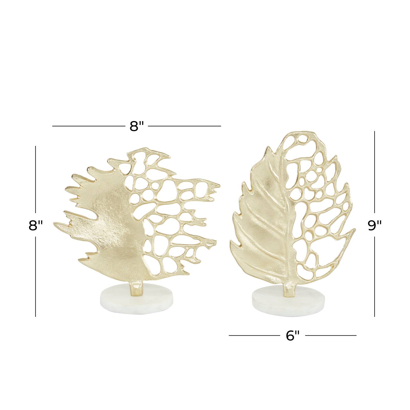 Gold Aluminum Glam Leaf Sculpture Set