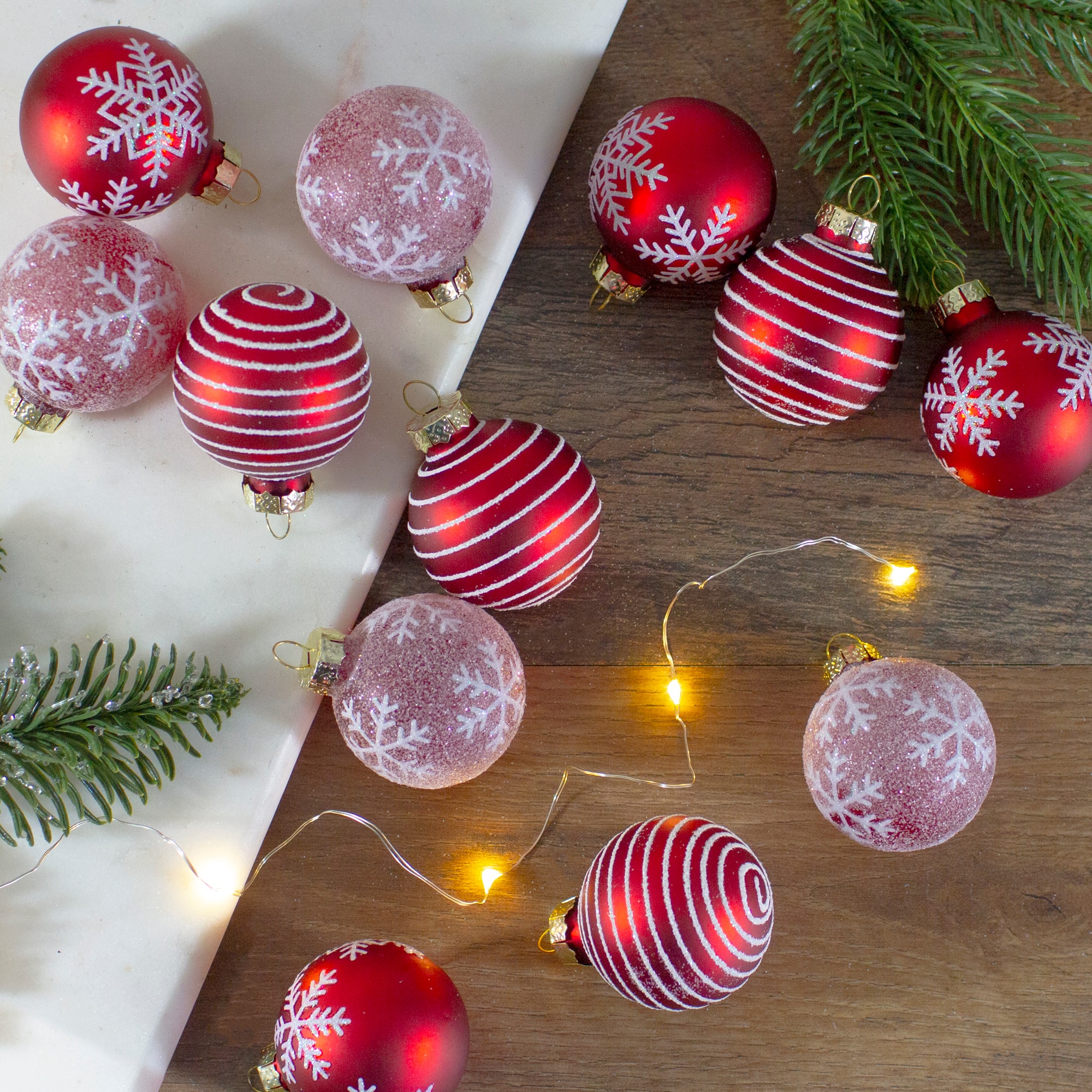 12ct. 2&#x22; Red Glass Ball Ornaments