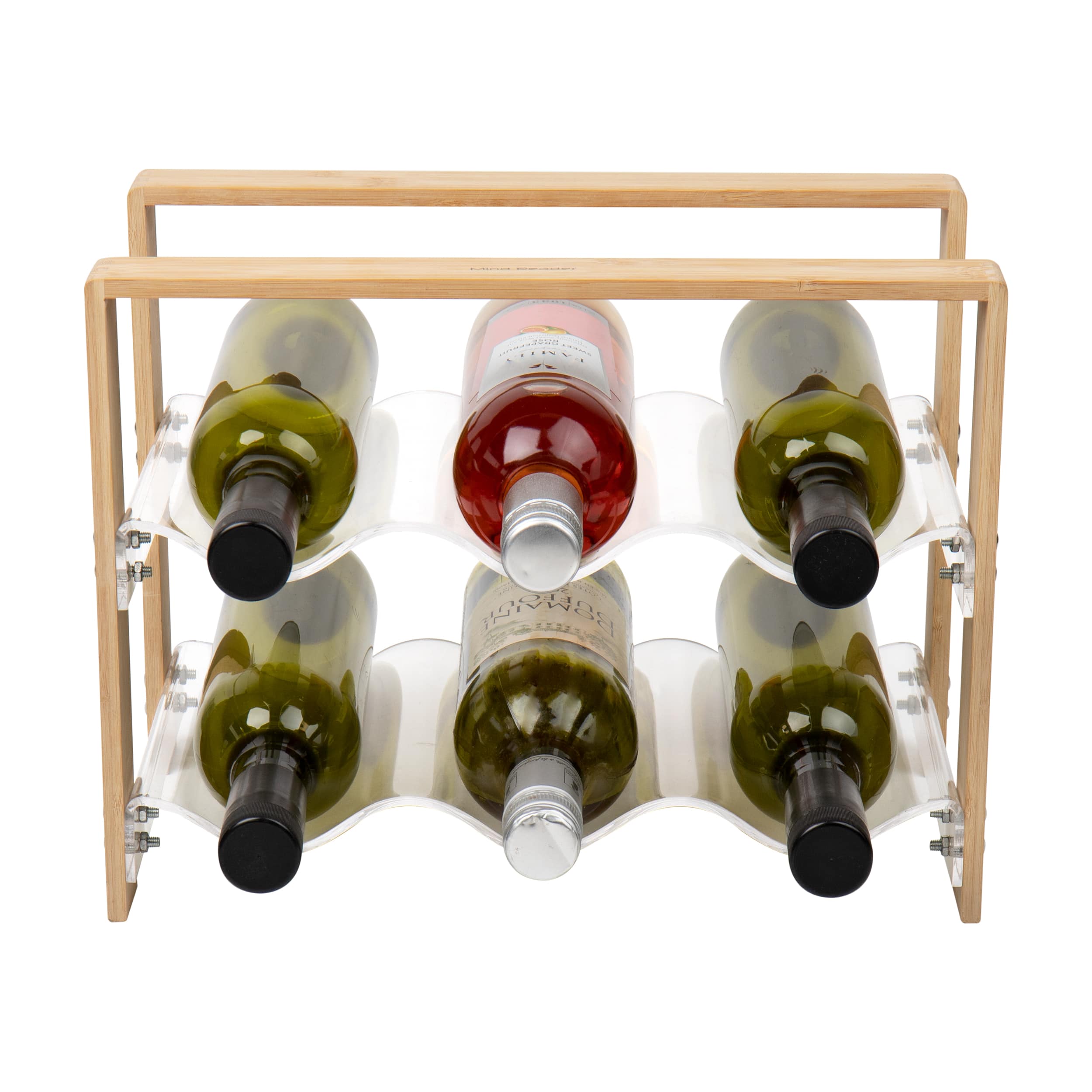 Mind Reader Modern Collection Bamboo & Acrylic 6 Bottle Wine Rack
