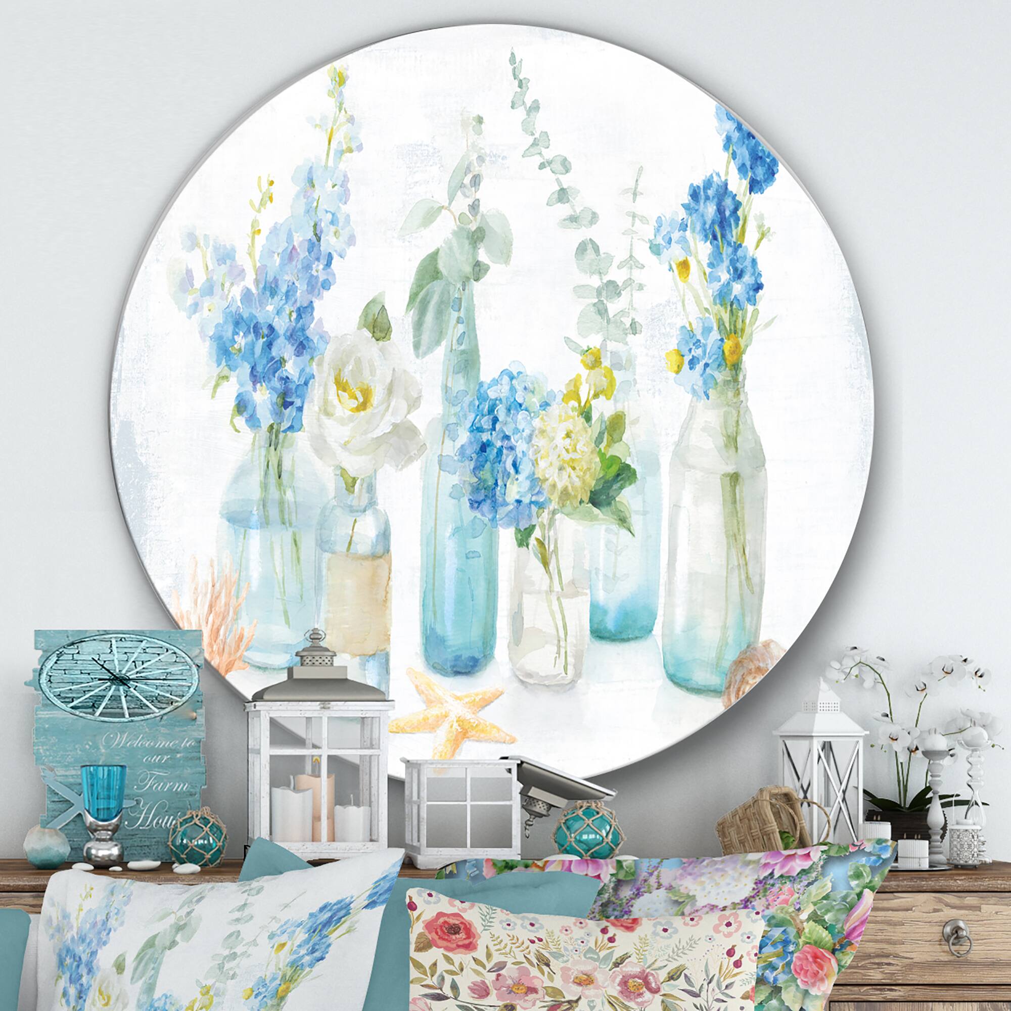 Designart - Cottage Florals I - Farmhouse Metal Circle Wall Art