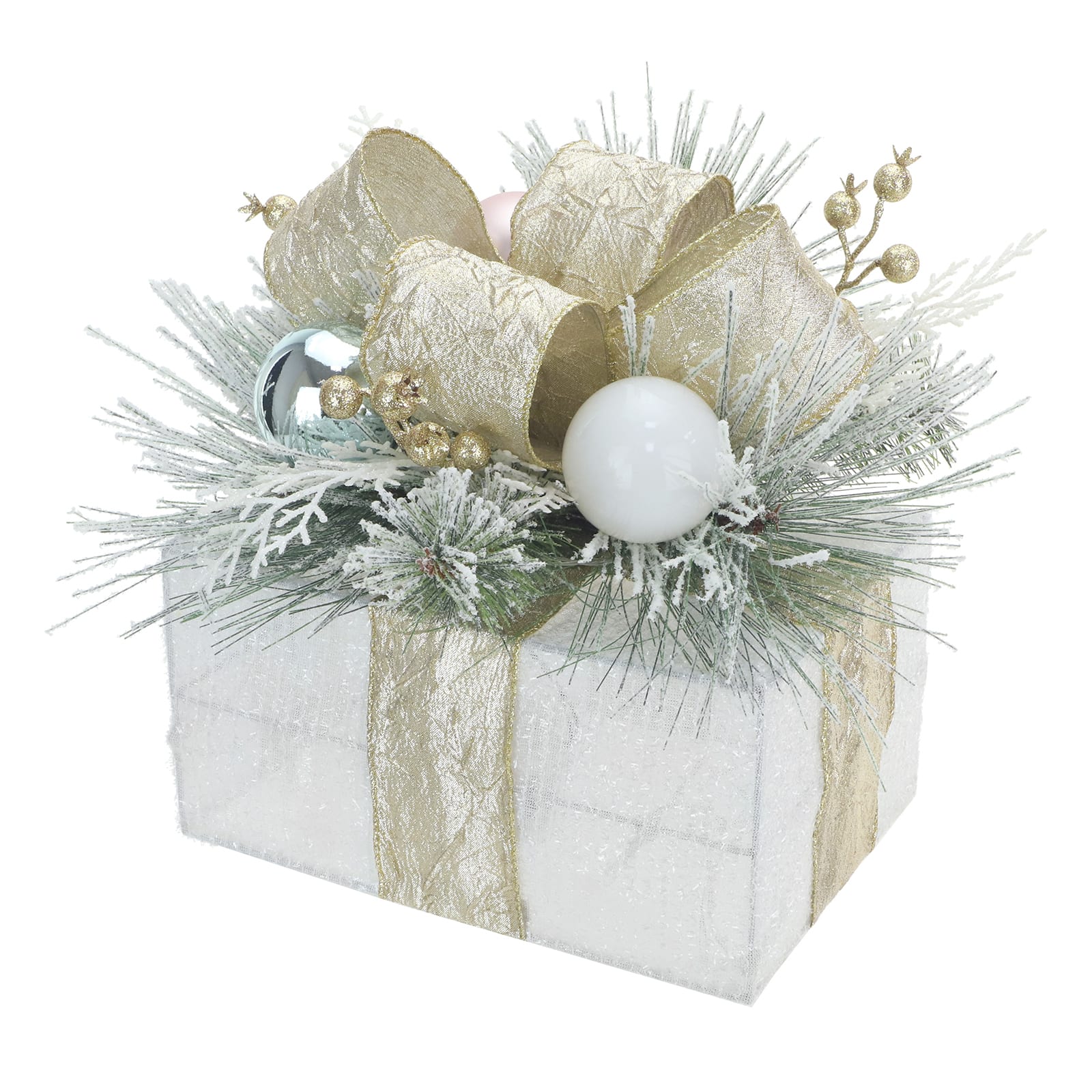 11&#x22; White &#x26; Champagne LED Flat Gift Box Accent by Ashland&#xAE;