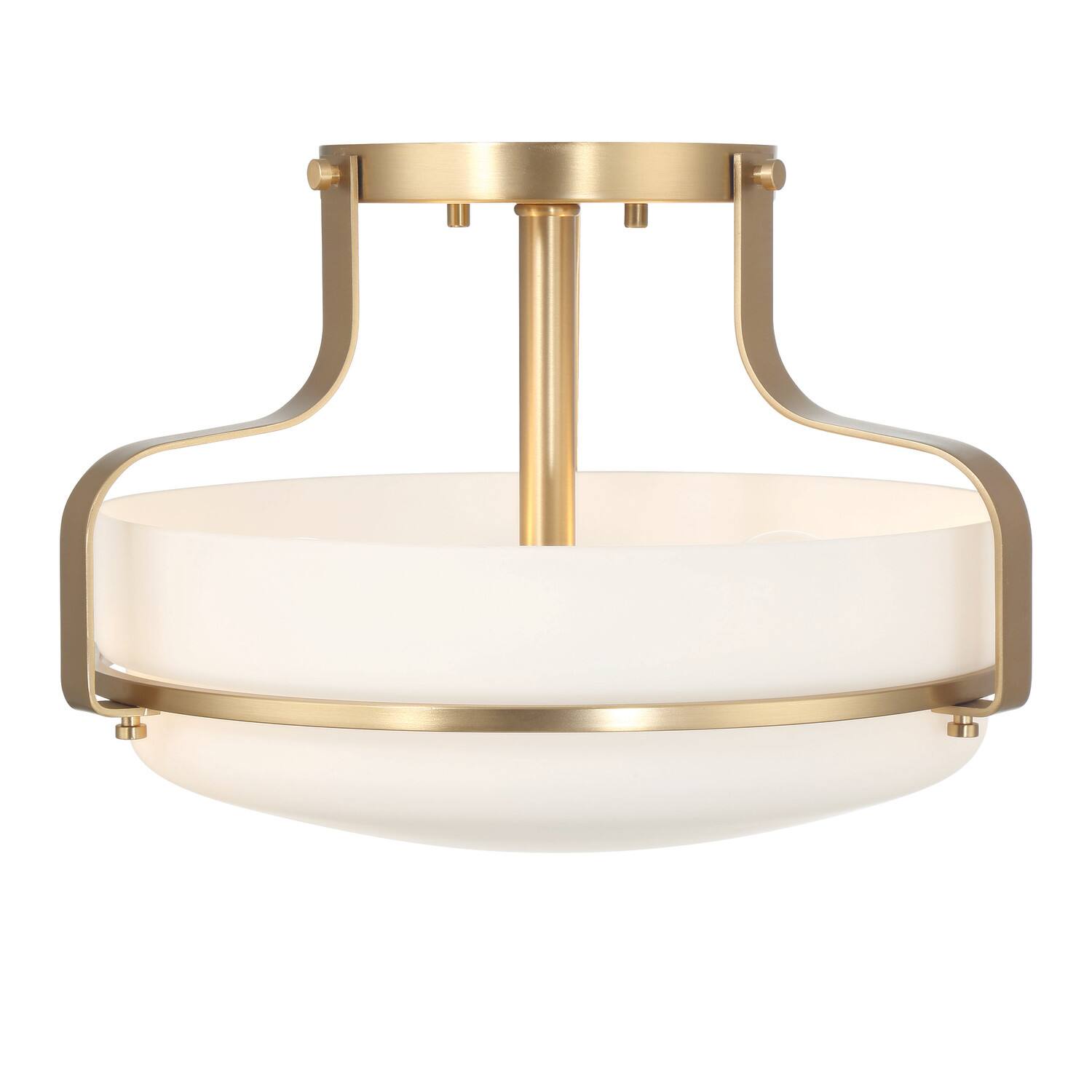 Hello Honey® Chatsworth White & Gold Etched Opal Glass & Metal Semi-Flush Mount Ceiling Light