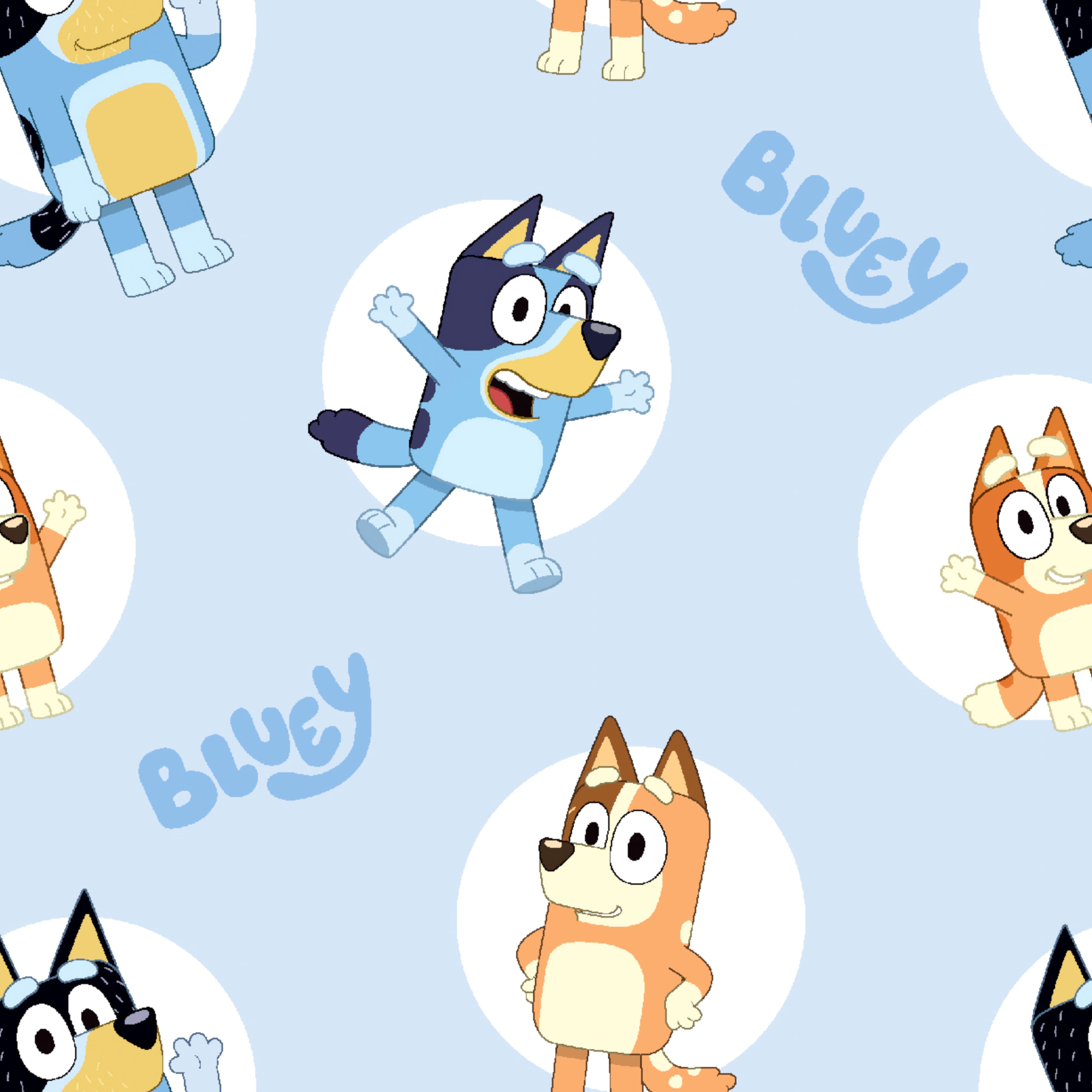 Bluey Circles Cotton Fabric