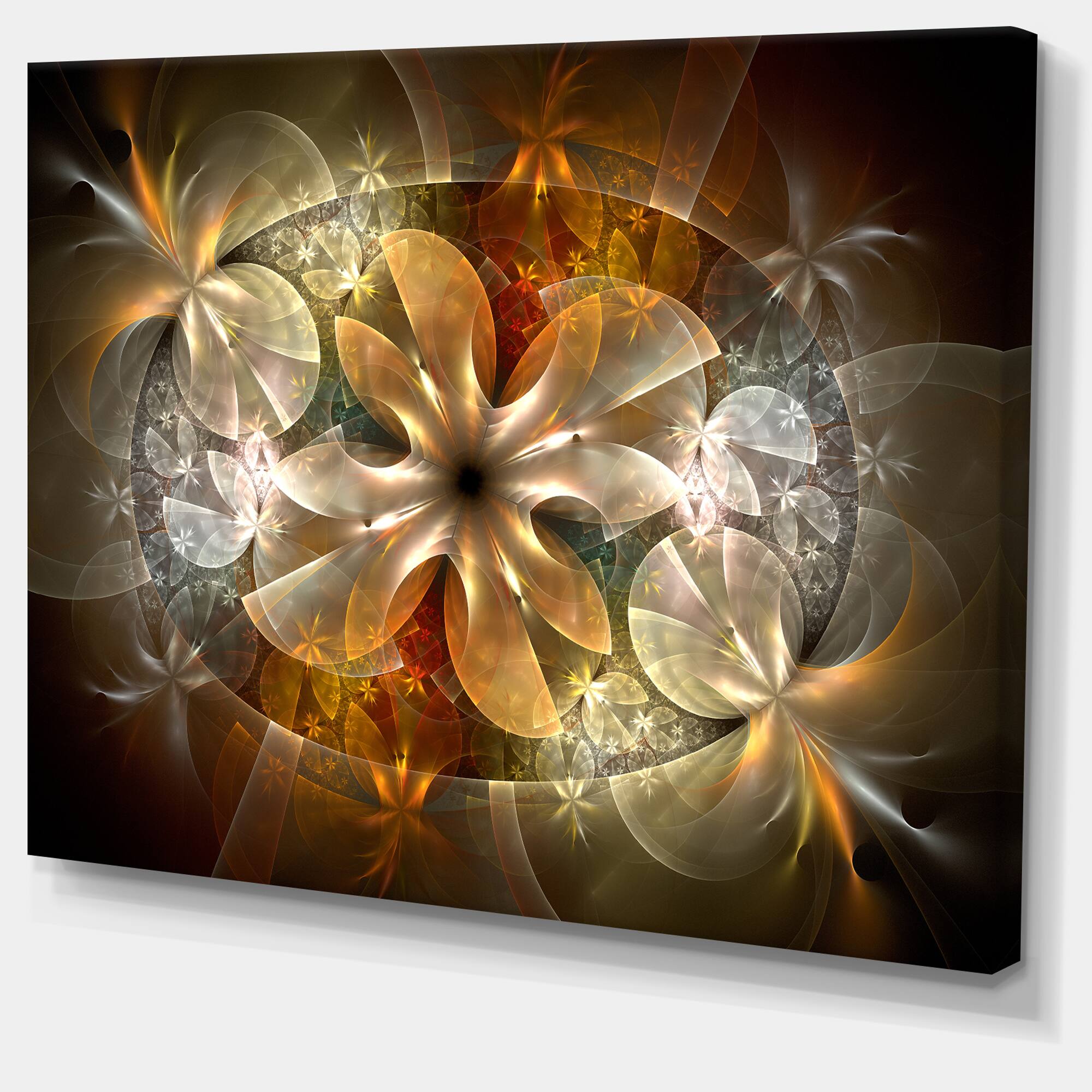 Designart - Fractal Flower with Blue Details - Floral Art Canvas Print