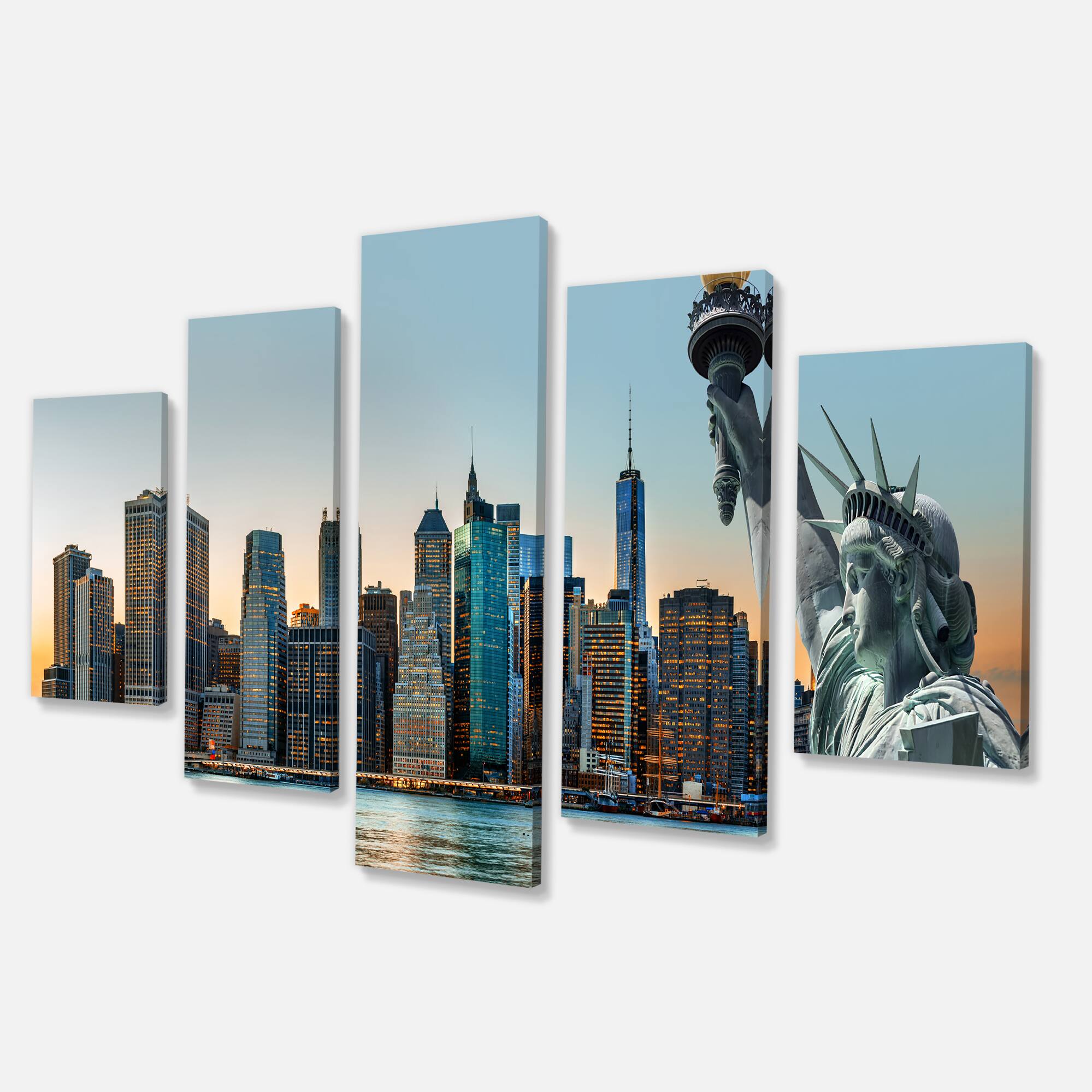 Designart - New York City Skyline Panorama - Large Photography Canvas Art Print