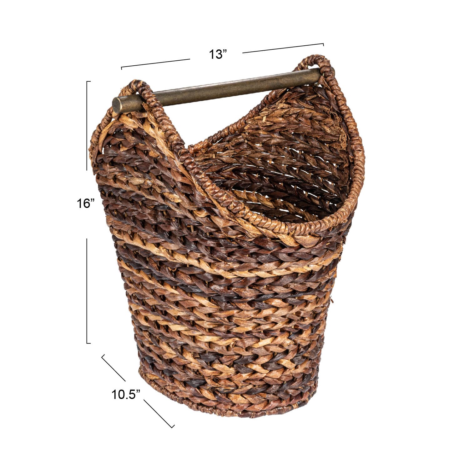 16&#x22; Bankuan Braided Oval Toilet Paper Basket with Wood Bar