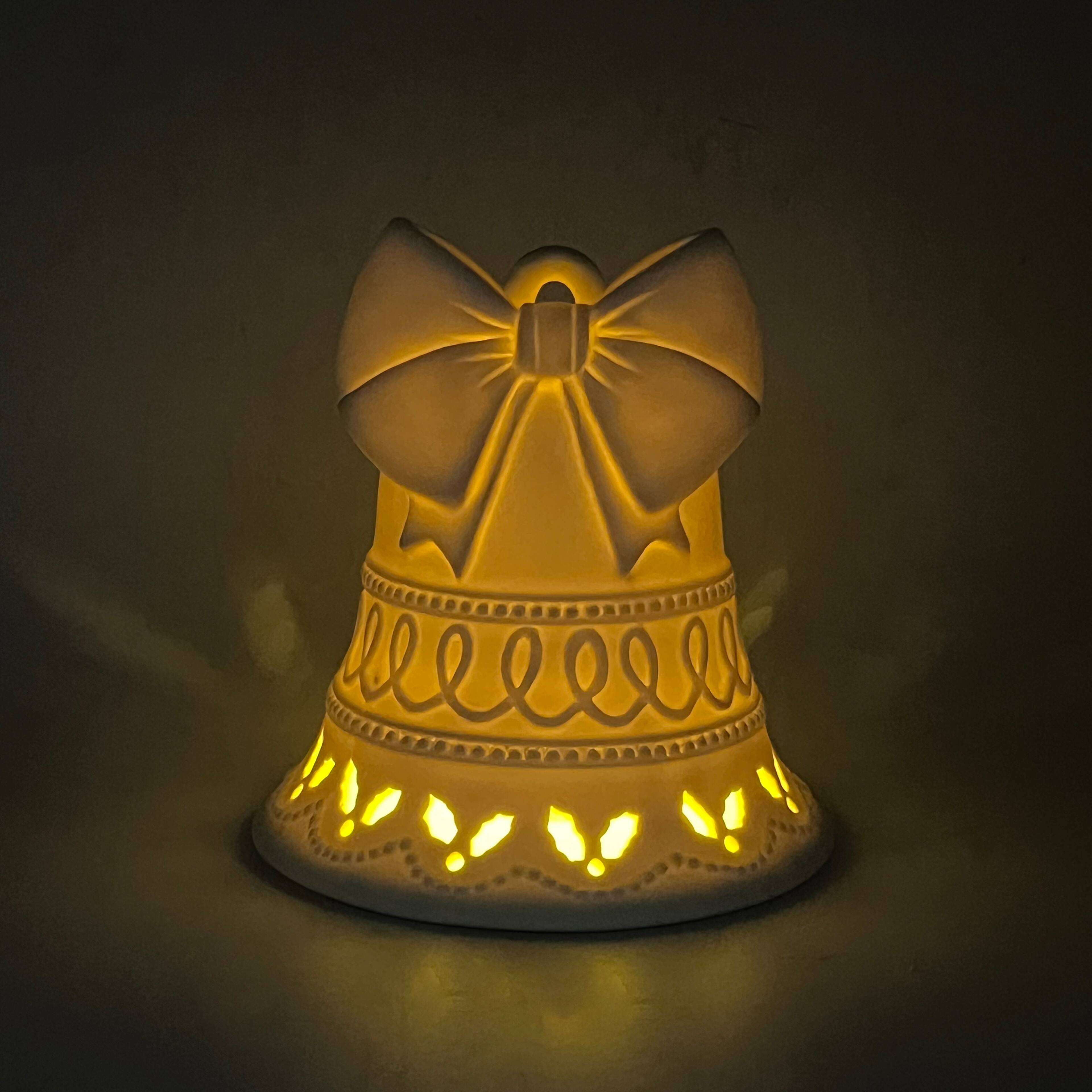 6.5&#x22; LED DIY Ceramic Holly Bell D&#xE9;cor by Make Market&#xAE;